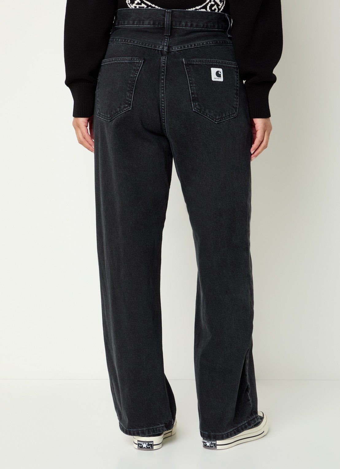 Carhartt WIP High waist straight leg jeans met gekleurde wassing - achterkant 5 antraciet