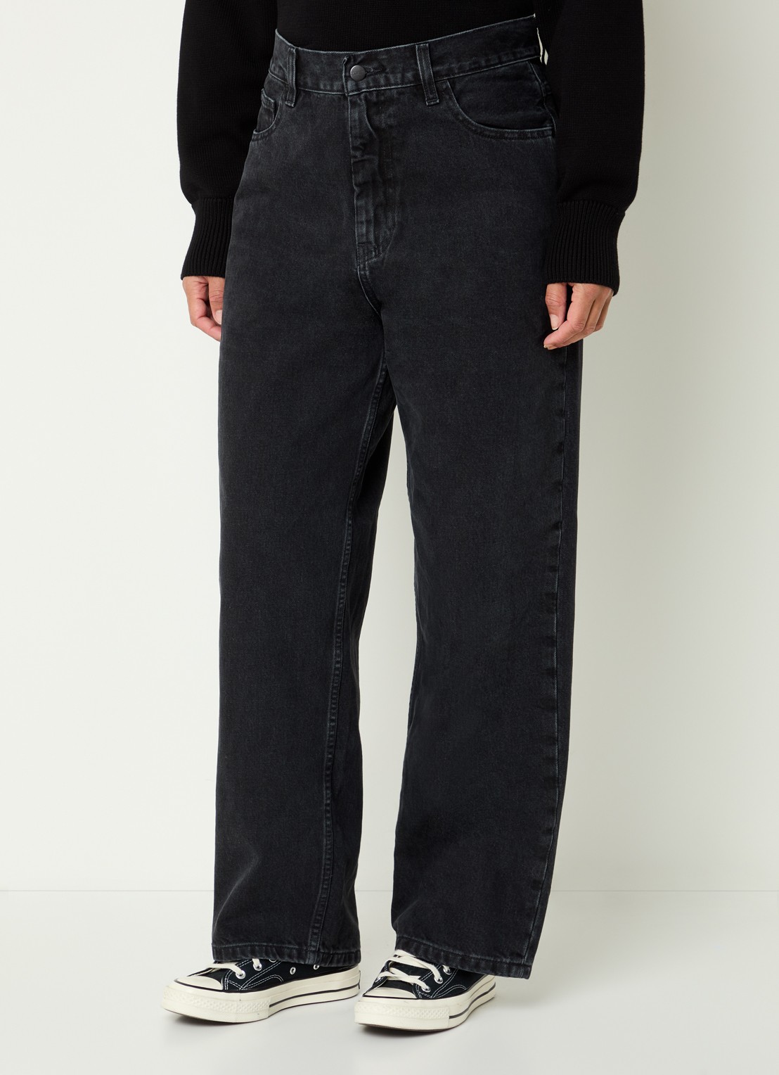 Carhartt WIP High waist straight leg jeans met gekleurde wassing - detail 3 antraciet