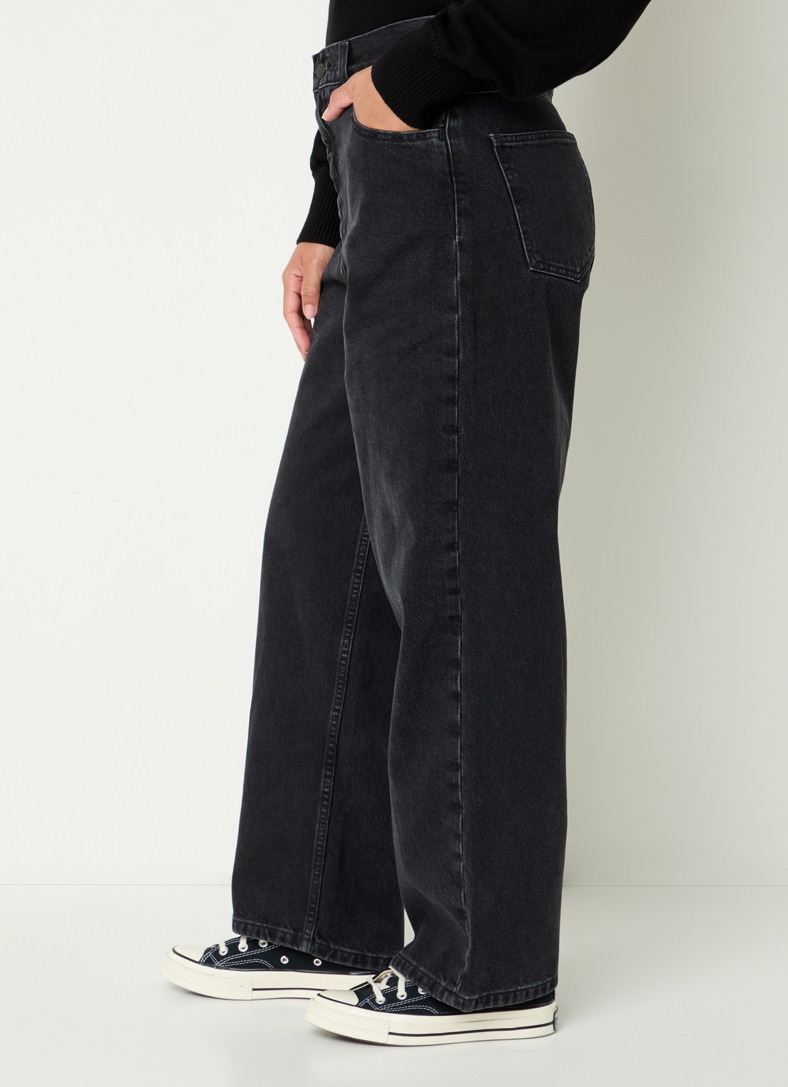 Carhartt WIP High waist straight leg jeans met gekleurde wassing - detail 4 antraciet
