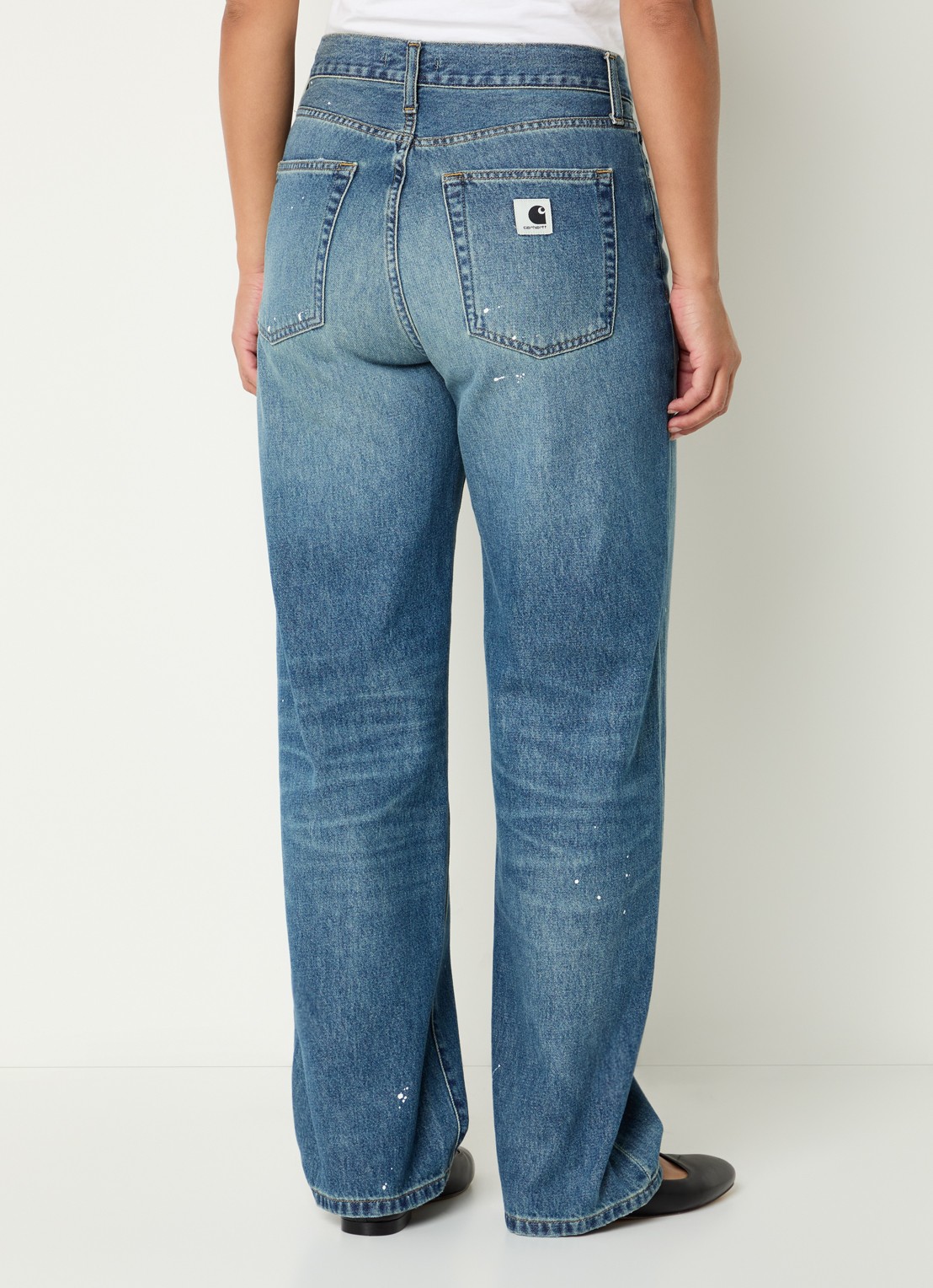 Carhartt WIP High waist straight leg jeans met medium wassing - achterkant 5 indigo