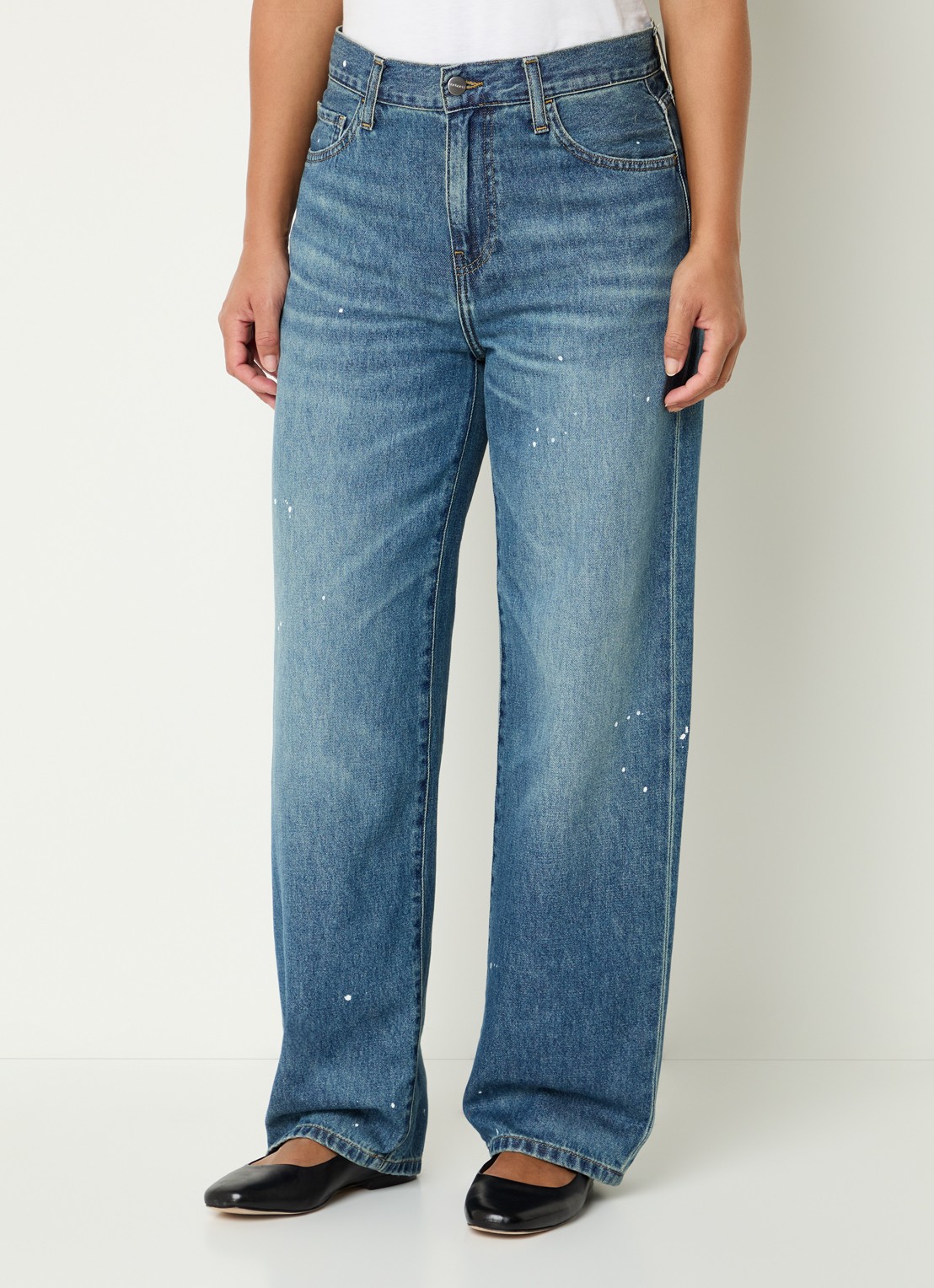 Carhartt WIP High waist straight leg jeans met medium wassing - detail 3 indigo