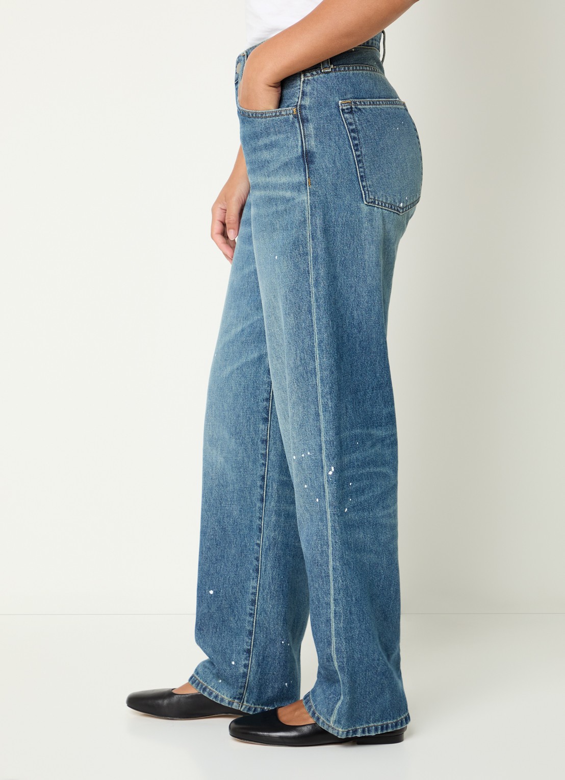 Carhartt WIP High waist straight leg jeans met medium wassing - detail 4 indigo