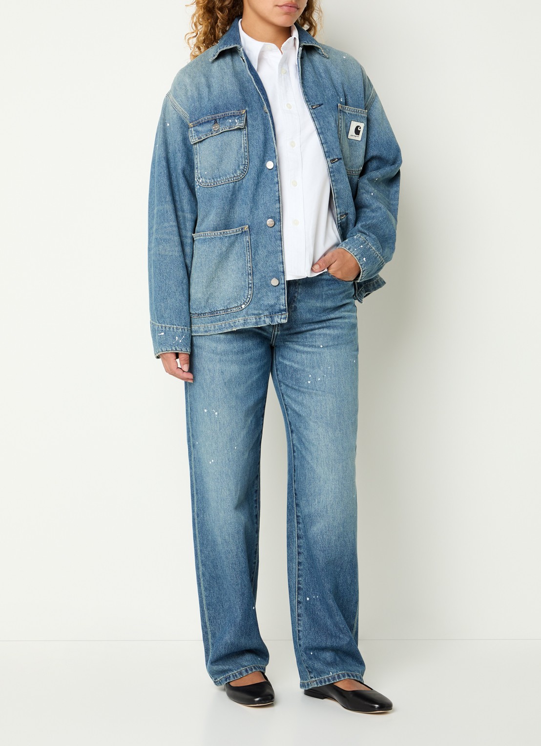 Carhartt WIP High waist straight leg jeans met medium wassing - voorkant 2 indigo