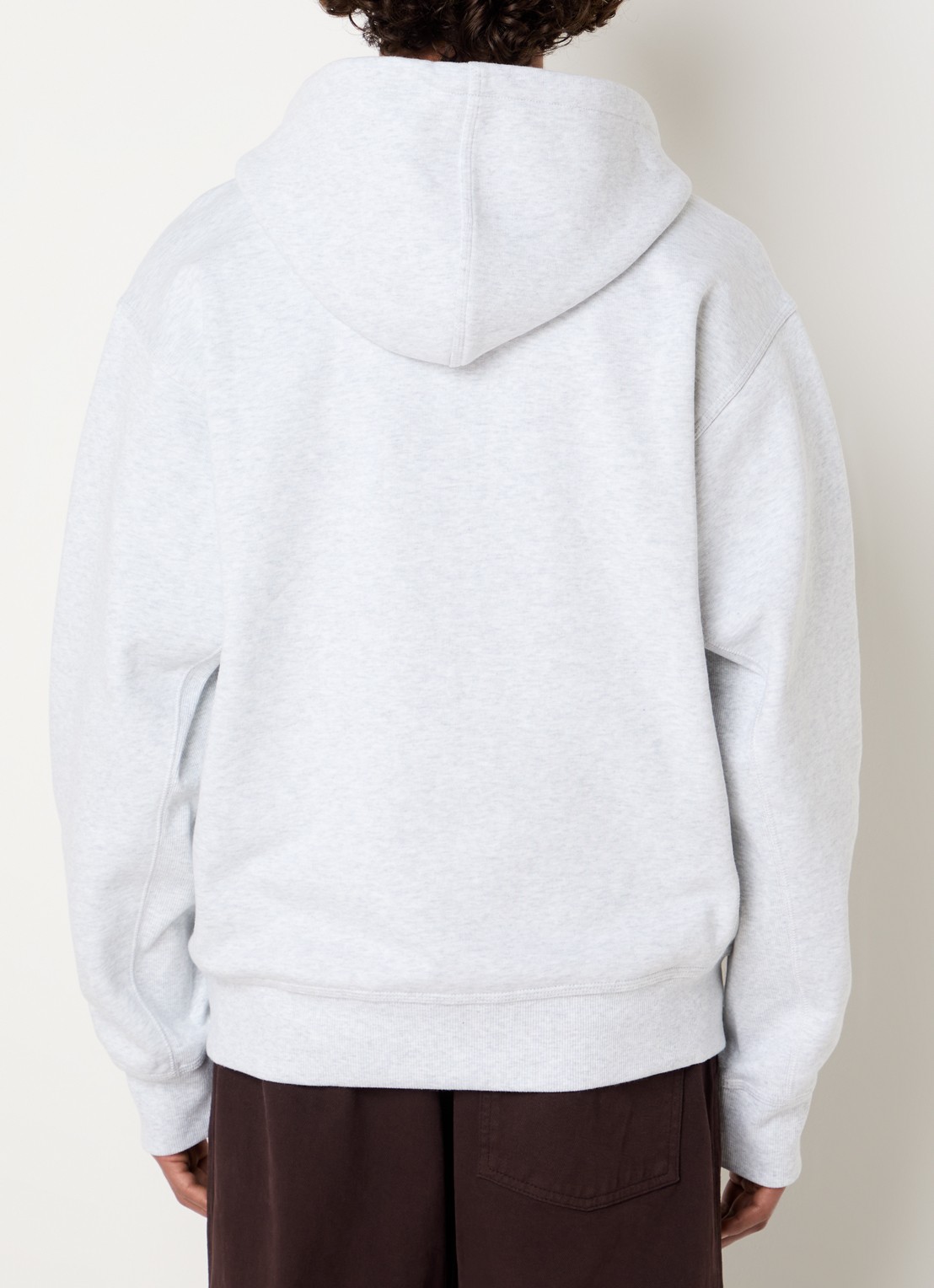 Carhartt WIP Hooded American Script sweatvest met logoborduring - achterkant 3 grijs