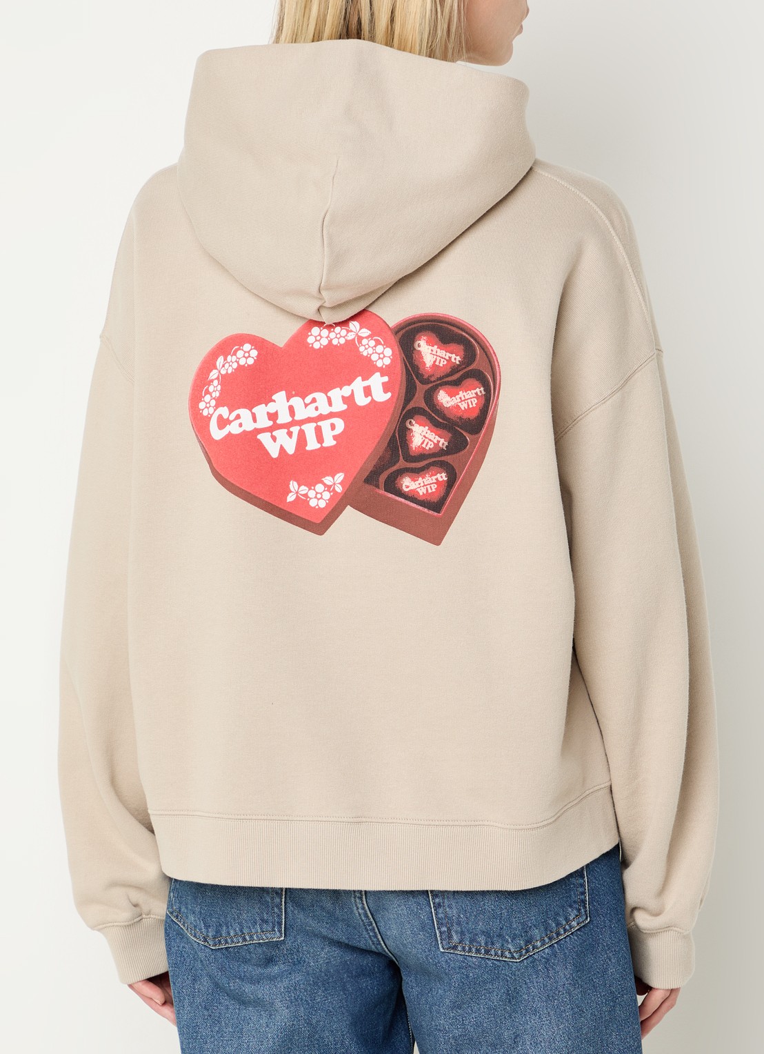 Carhartt WIP Hoodie met front- en backprint - detail beige