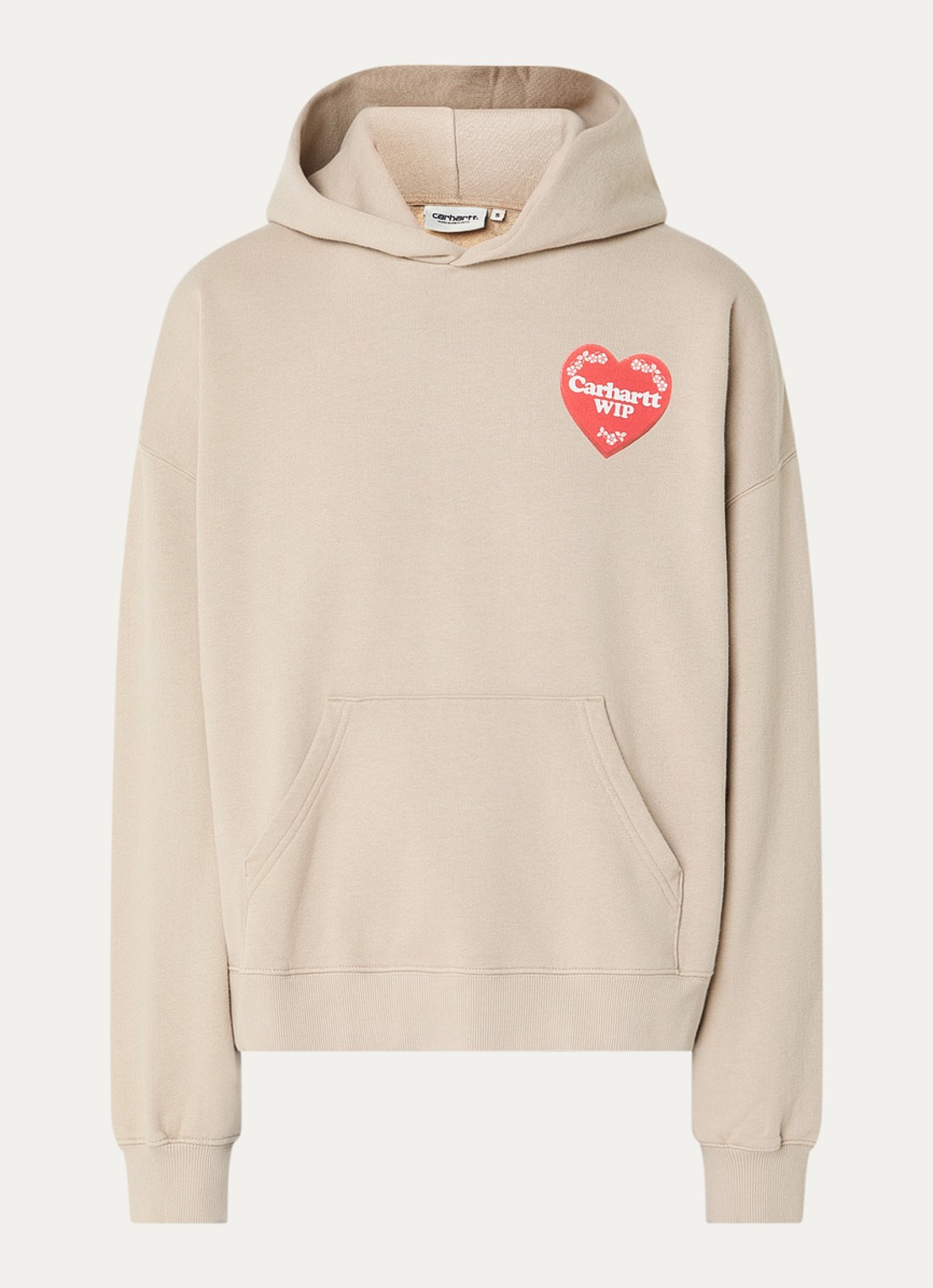 Carhartt WIP Hoodie met front- en backprint - voorkant 3 beige