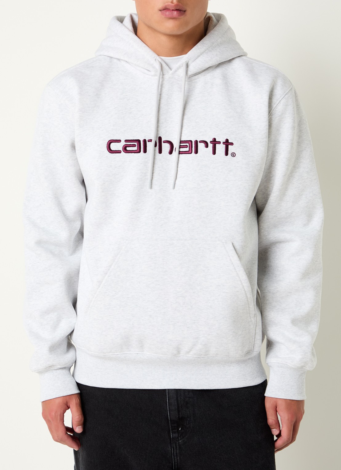 Carhartt WIP Hoodie met logoborduring - detail 3 lichtgrijs