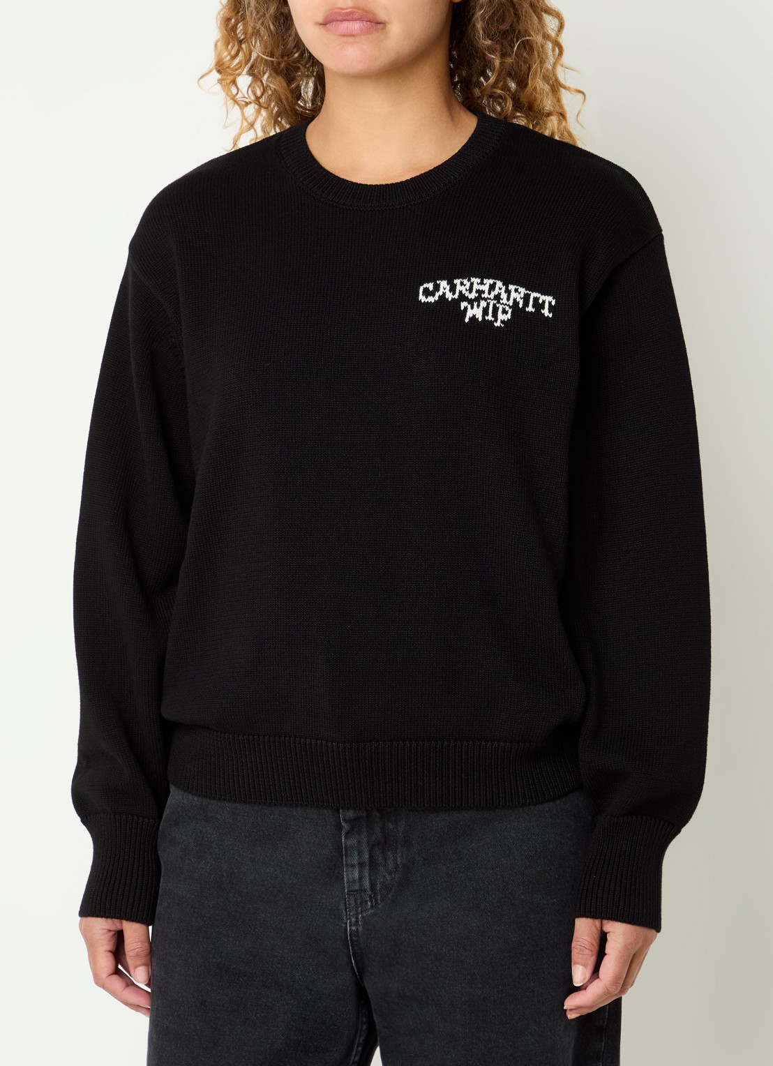 Carhartt WIP Hugging Cats fijngebreide trui met ingebreide print - achterkant zwart