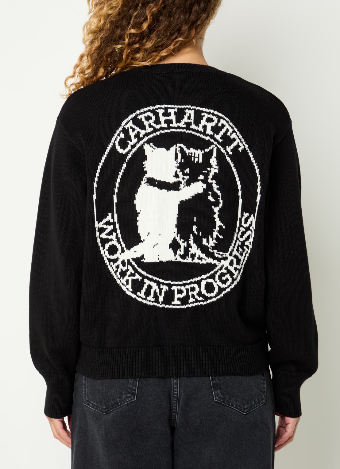 Carhartt WIP Hugging Cats fijngebreide trui met ingebreide print - detail 2 zwart