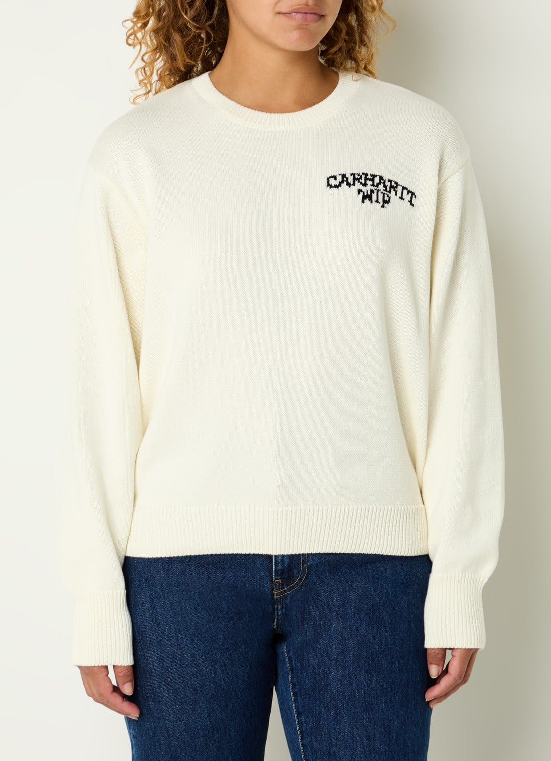 Carhartt WIP Hugging Cats fijngebreide trui met ingebreide print - achterkant gebroken wit