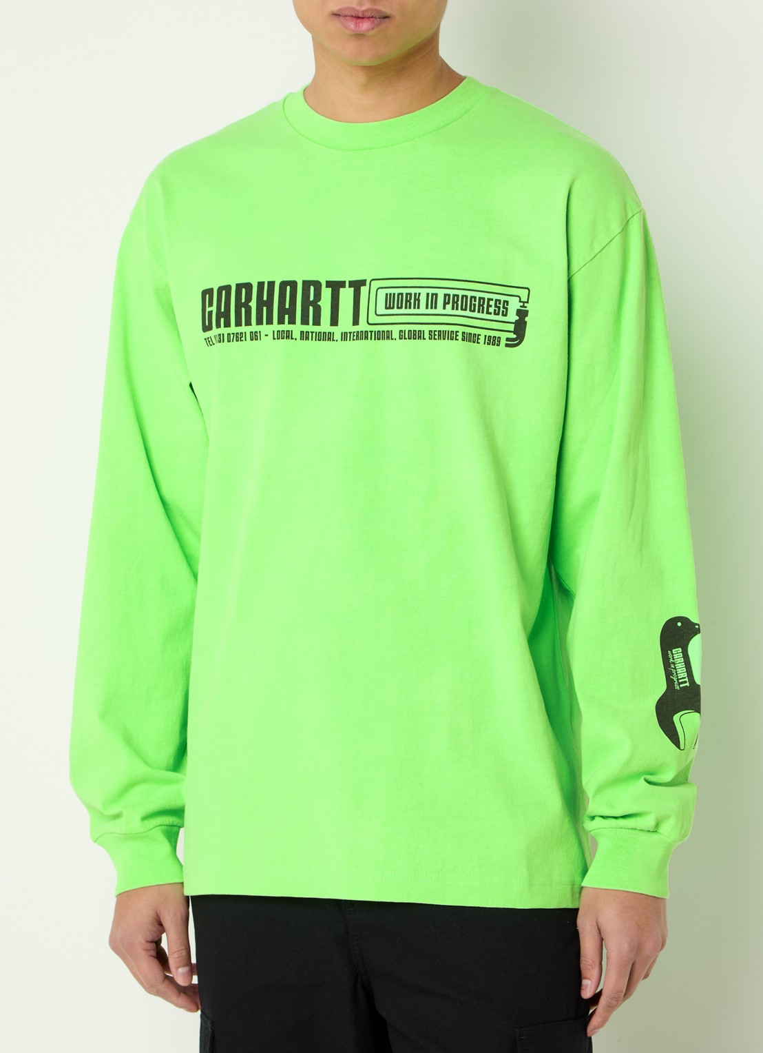 Carhartt WIP Industry T-shirt van  katoen met logo- en backprint  - detail felgroen