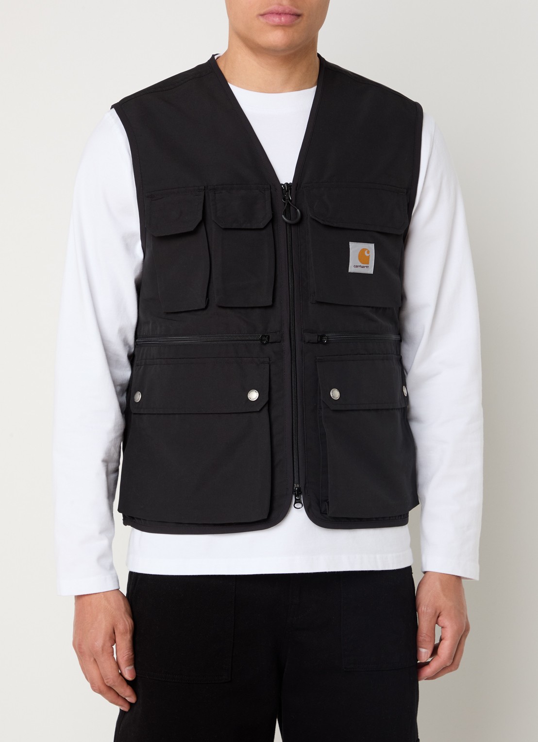 Carhartt WIP Irwin bodywarmer met opgestikte zakken en logo - detail 4 zwart