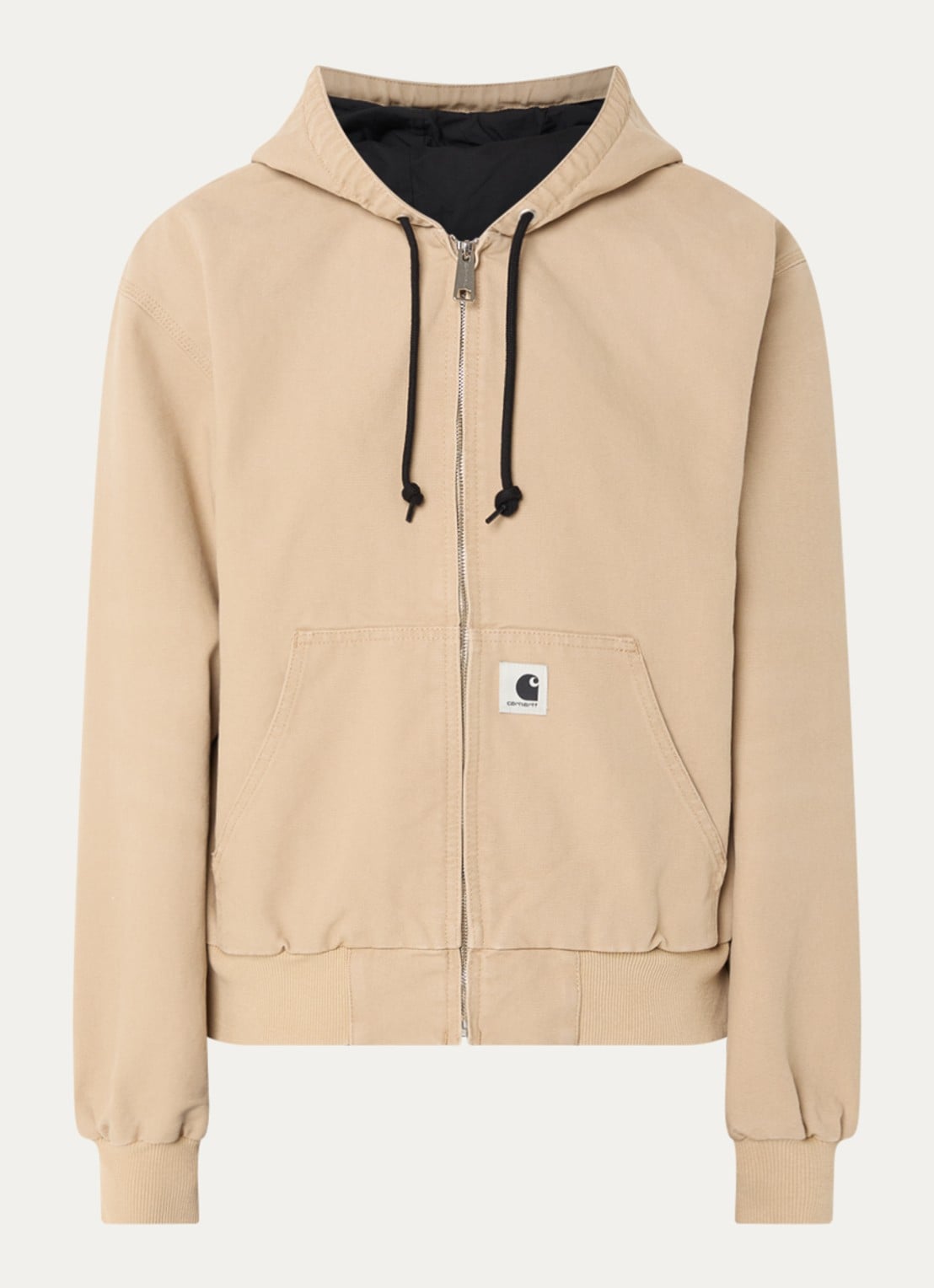 Carhartt WIP Jack met capuchon en logo - voorkant beige
