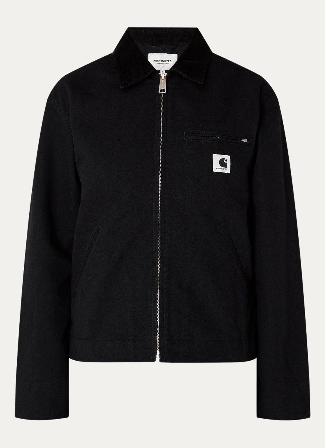 Carhartt WIP Jack met details van corduroy en steekzakken - voorkant 3 zwart