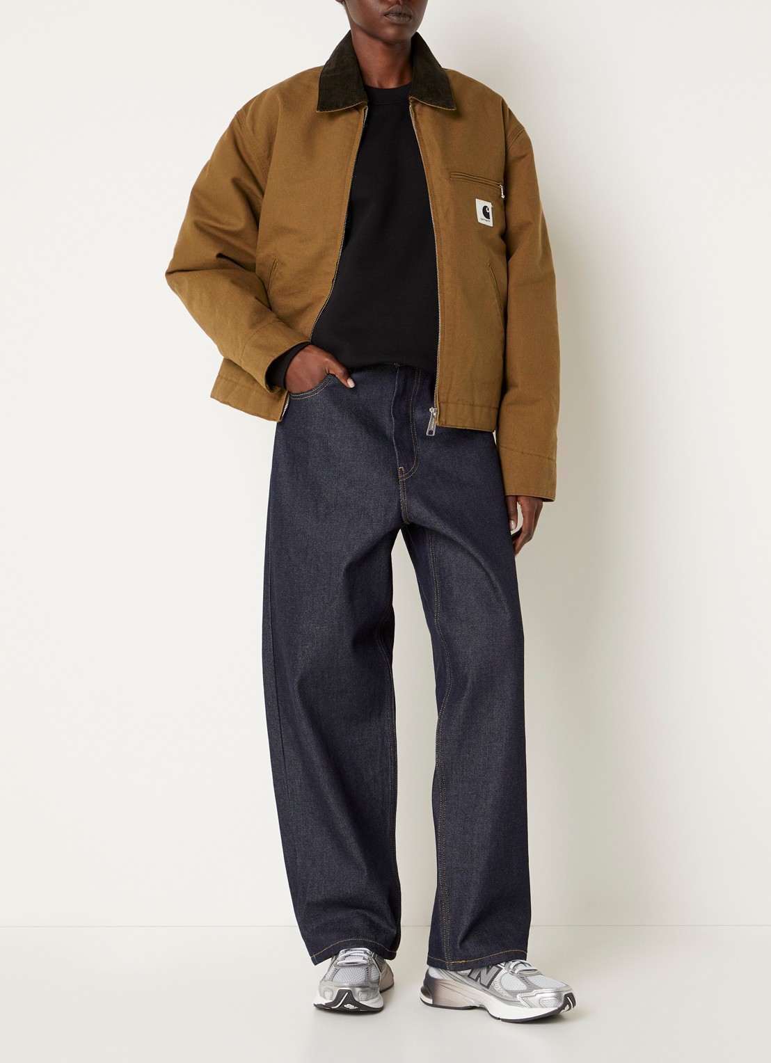 Carhartt WIP Jack met logo en steekzakken - voorkant 2 cognac
