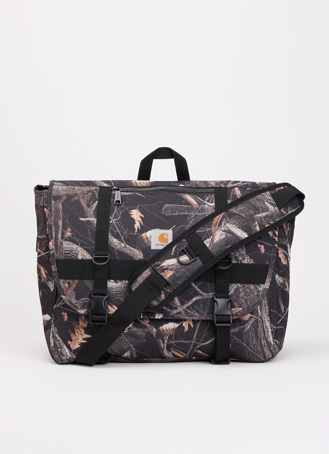 Carhartt WIP Jake crossbodytas met logo en verstelbare schouderriem - voorkant 5 zwart