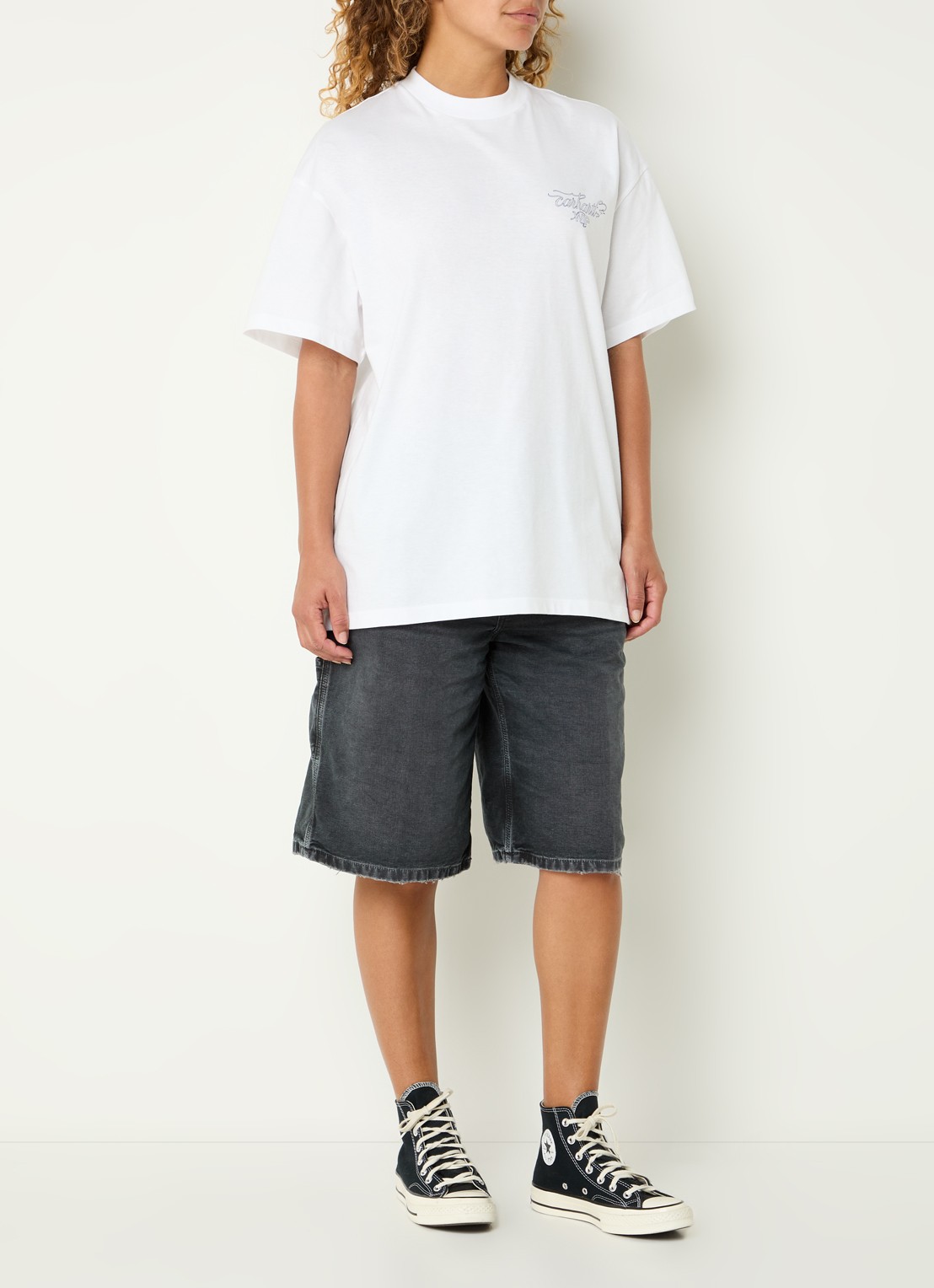 Carhartt WIP Julia T-shirt met logo- en backprint - voorkant 4 wit