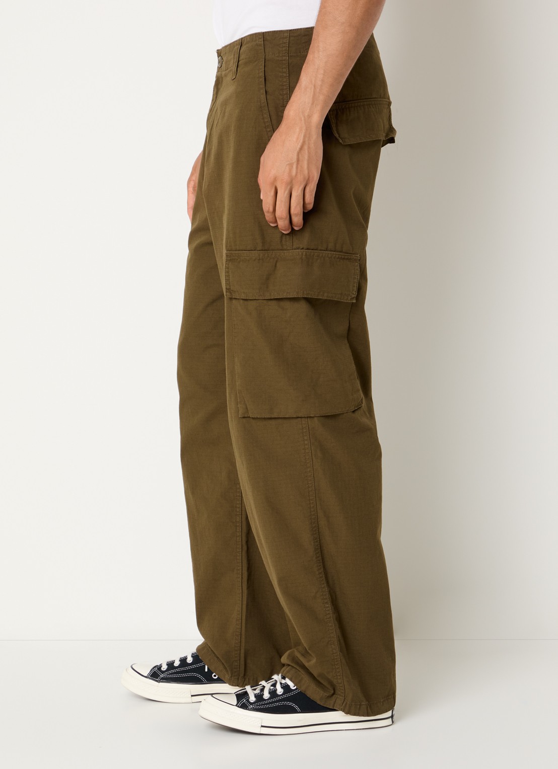 Carhartt WIP Kade straight fit cargobroek met steekzakken - detail 5 legergroen