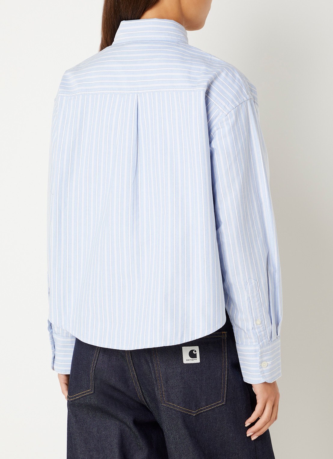 Carhartt WIP Kanan blouse met streepprint - achterkant 4 lichtblauw