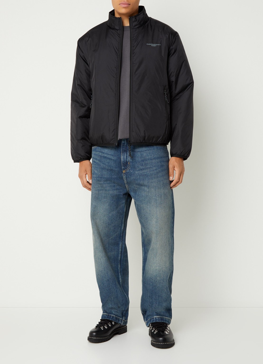 Carhartt WIP Kandler gewatteerd jack met logo - voorkant 4 zwart