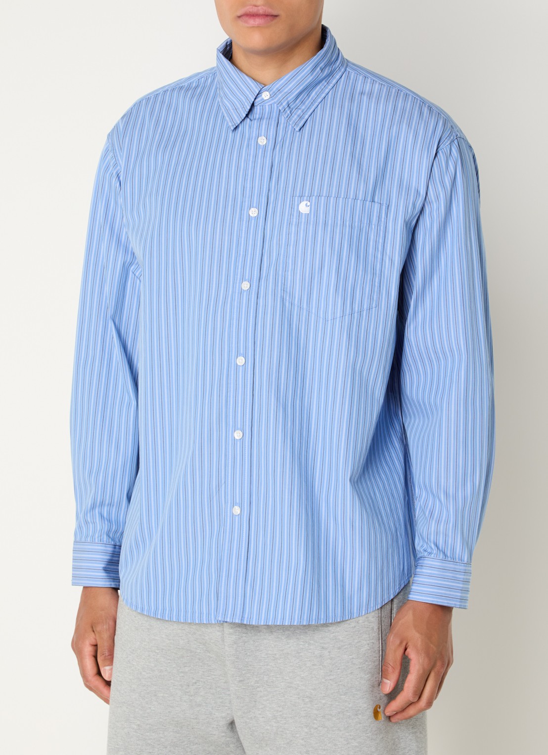 Carhartt WIP Keene regular fit overhemd met streepprint - detail blauw