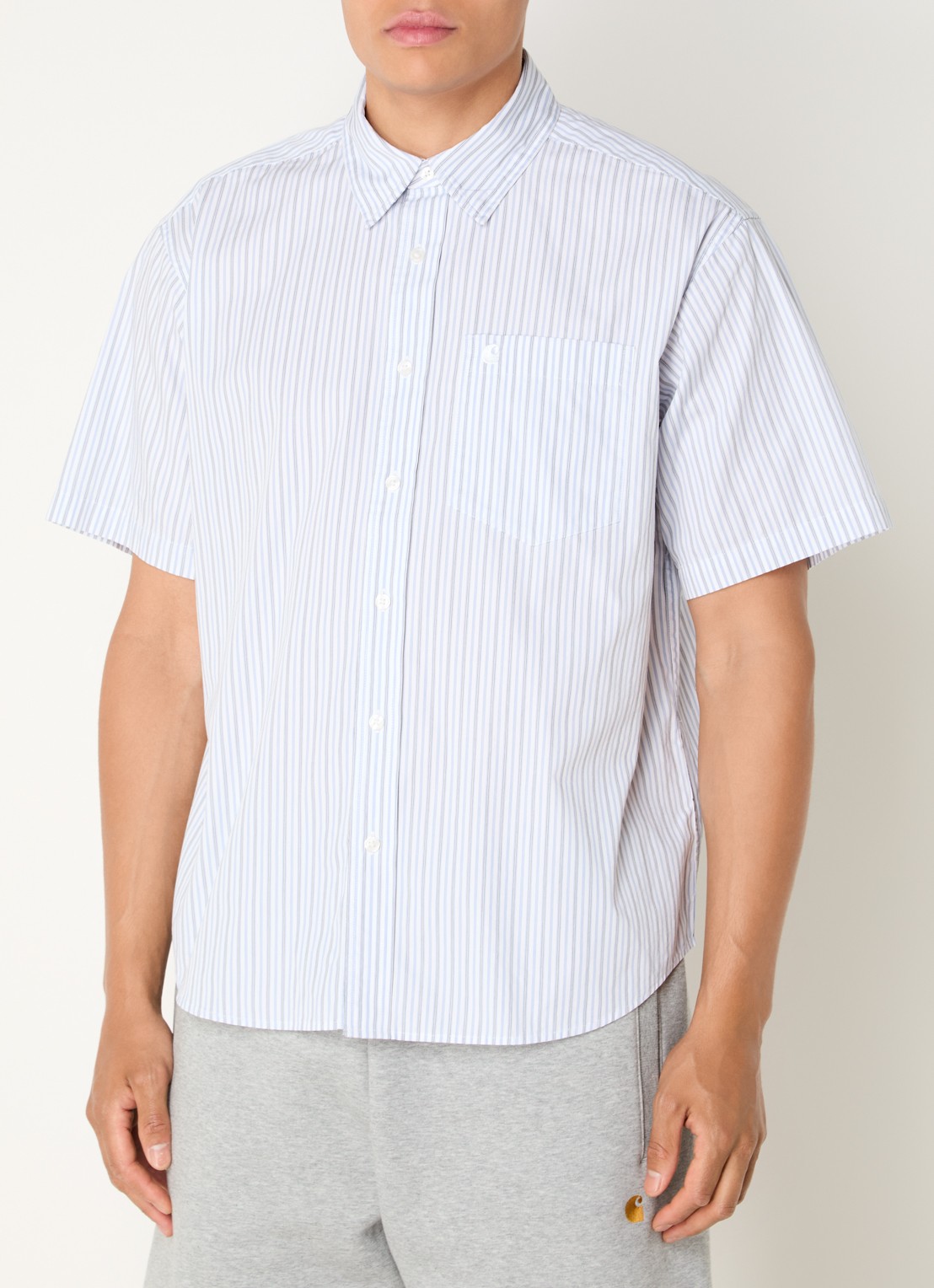 Carhartt WIP Keene regular fit overhemd met streepprint - detail 3 lichtblauw