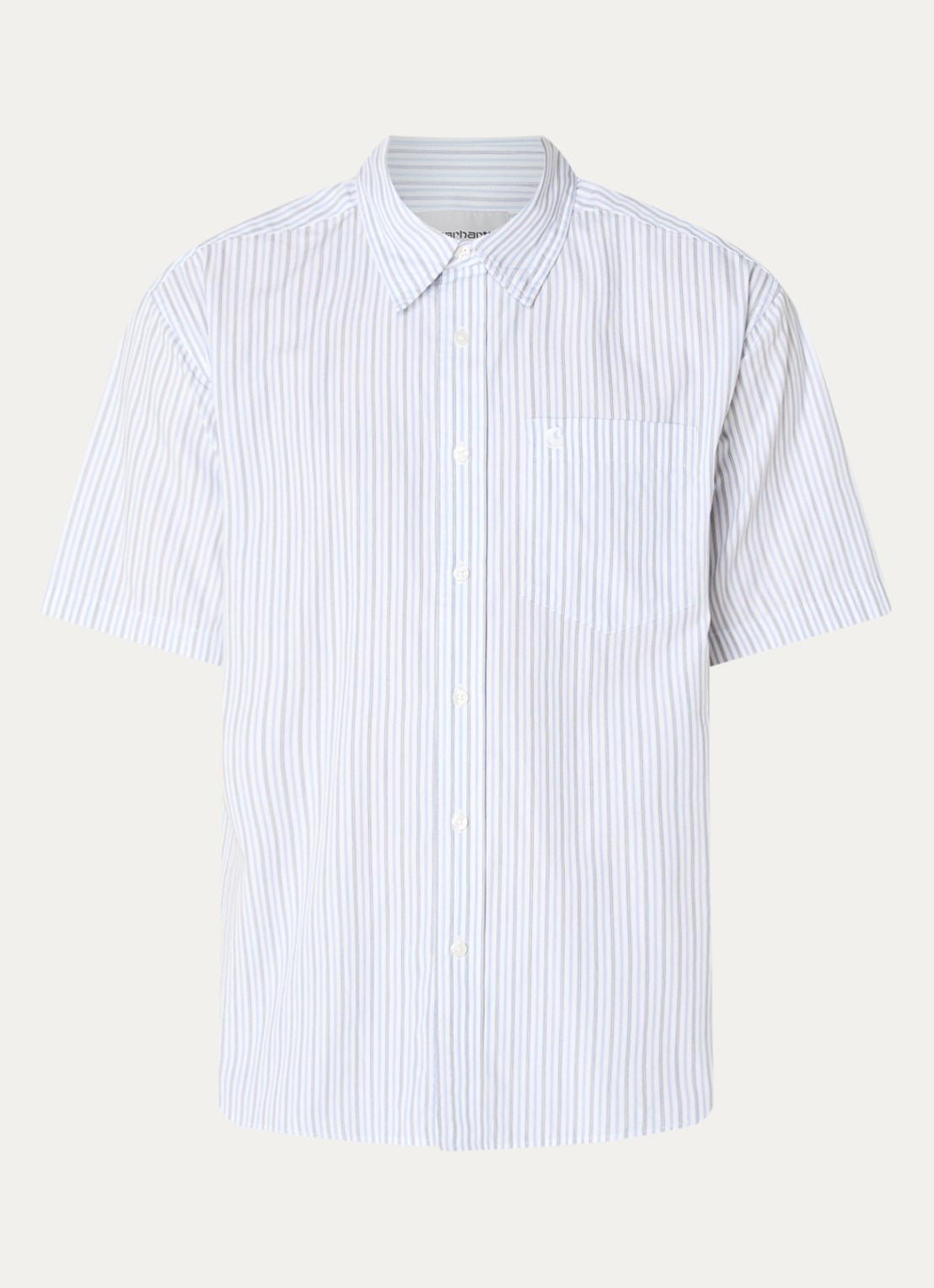 Carhartt WIP Keene regular fit overhemd met streepprint - voorkant lichtblauw