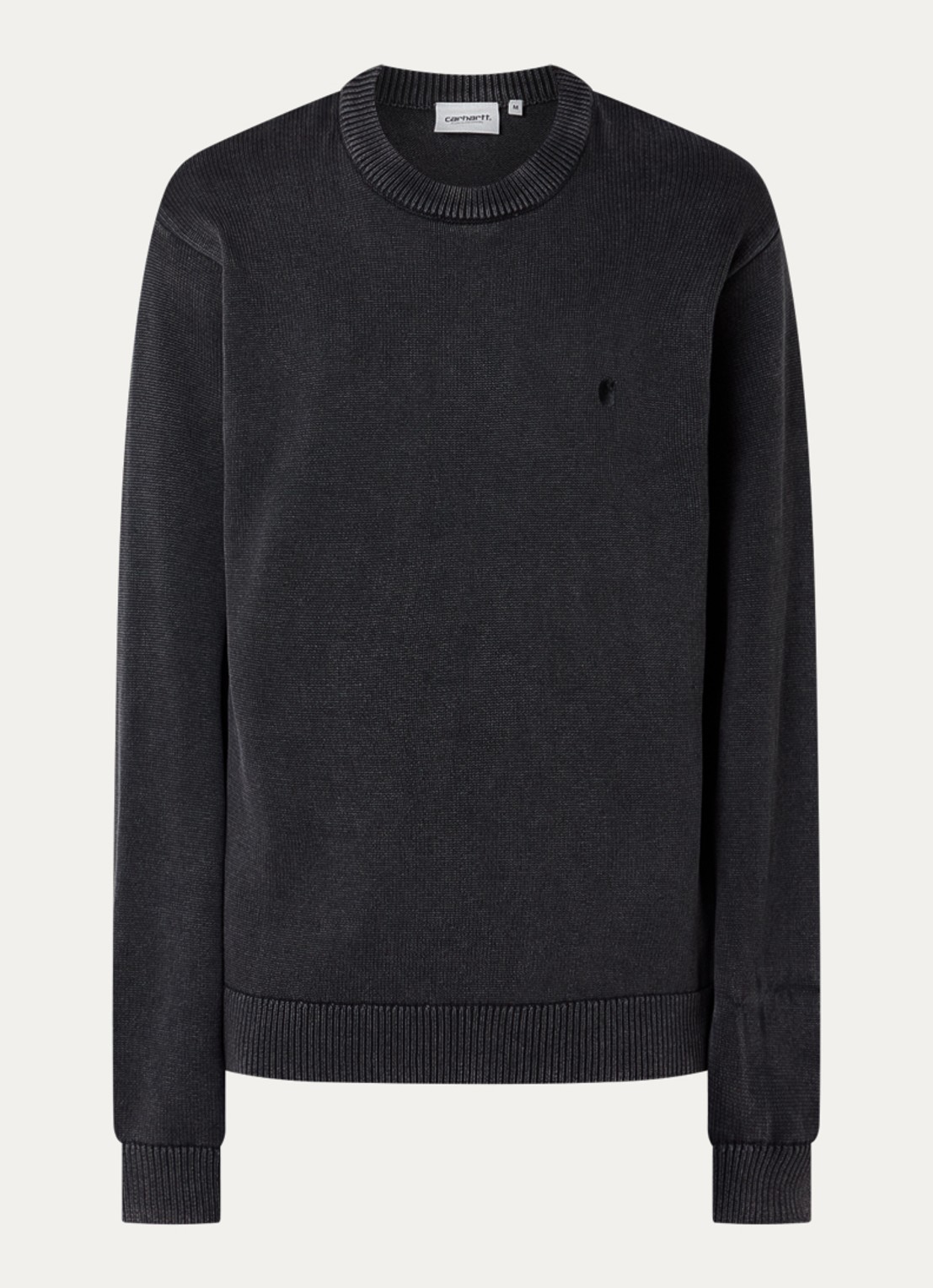 Carhartt WIP Kori fijngebreide trui met logoborduring - voorkant 2 zwart