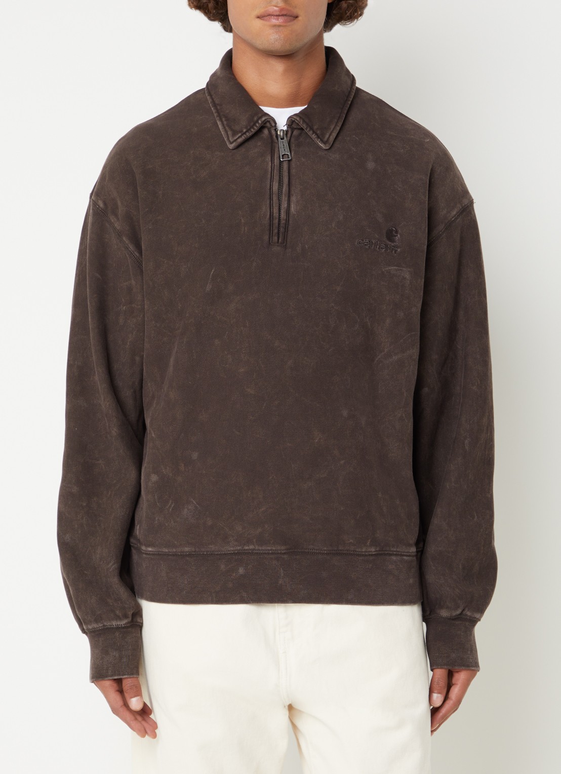Carhartt WIP Lambert sweater met logo - detail bruin