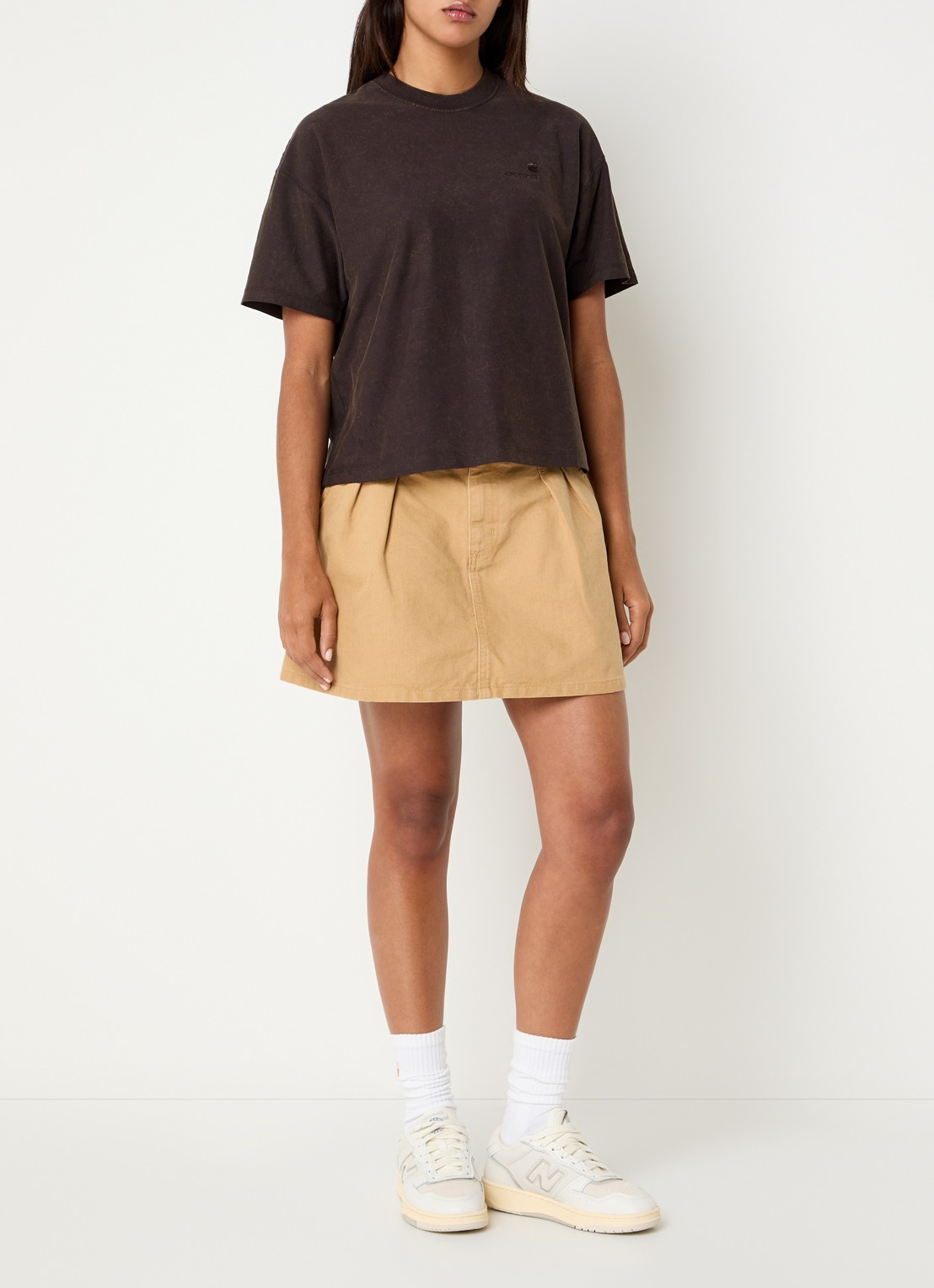Carhartt WIP Lambert T-shirt met logo - voorkant 4 donkerbruin