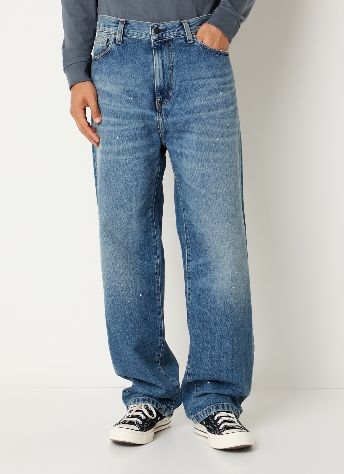 Carhartt WIP Landon Pant wide leg jeans met medium wassing  - detail indigo