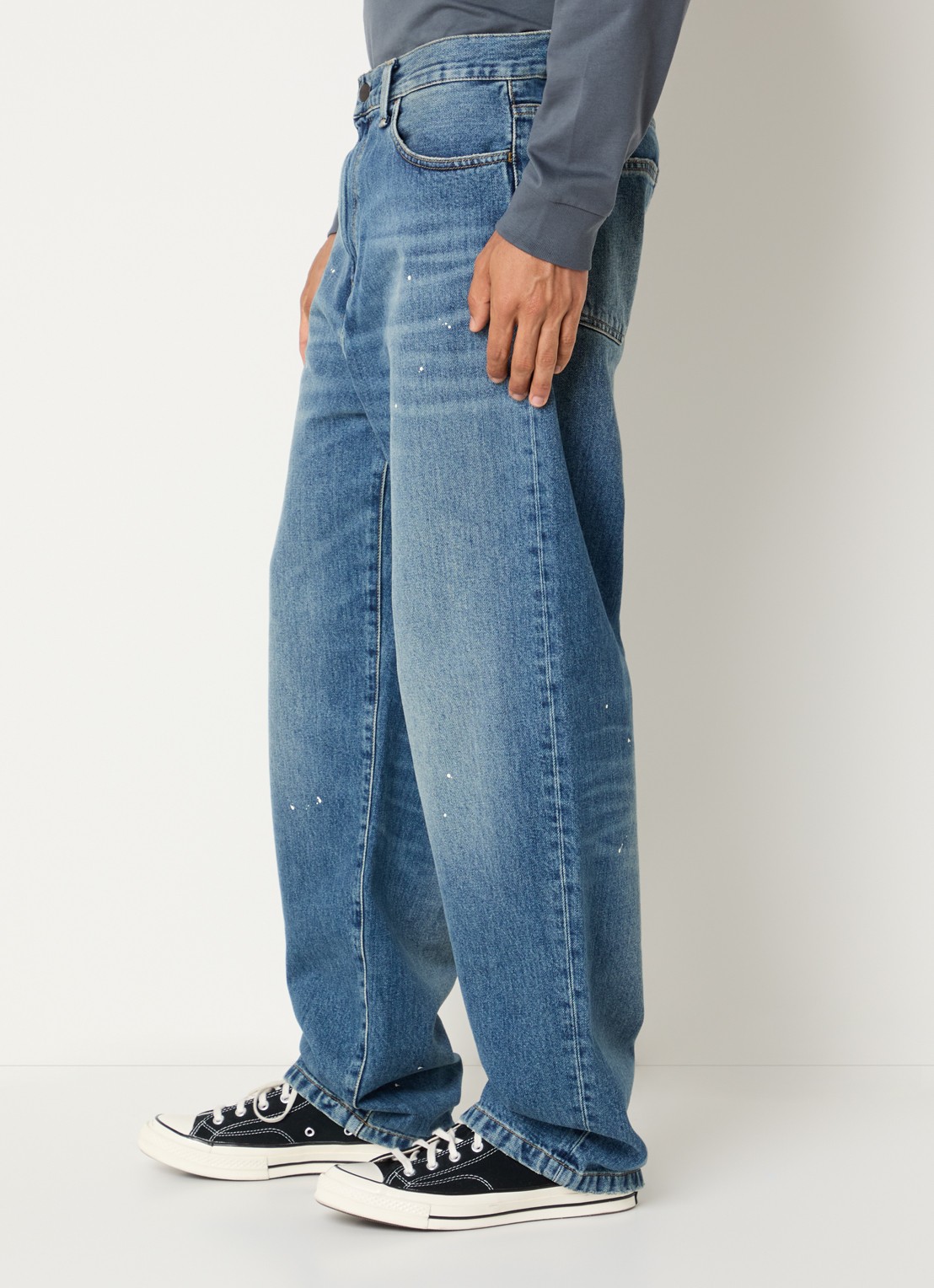 Carhartt WIP Landon Pant wide leg jeans met medium wassing  - detail 2 indigo