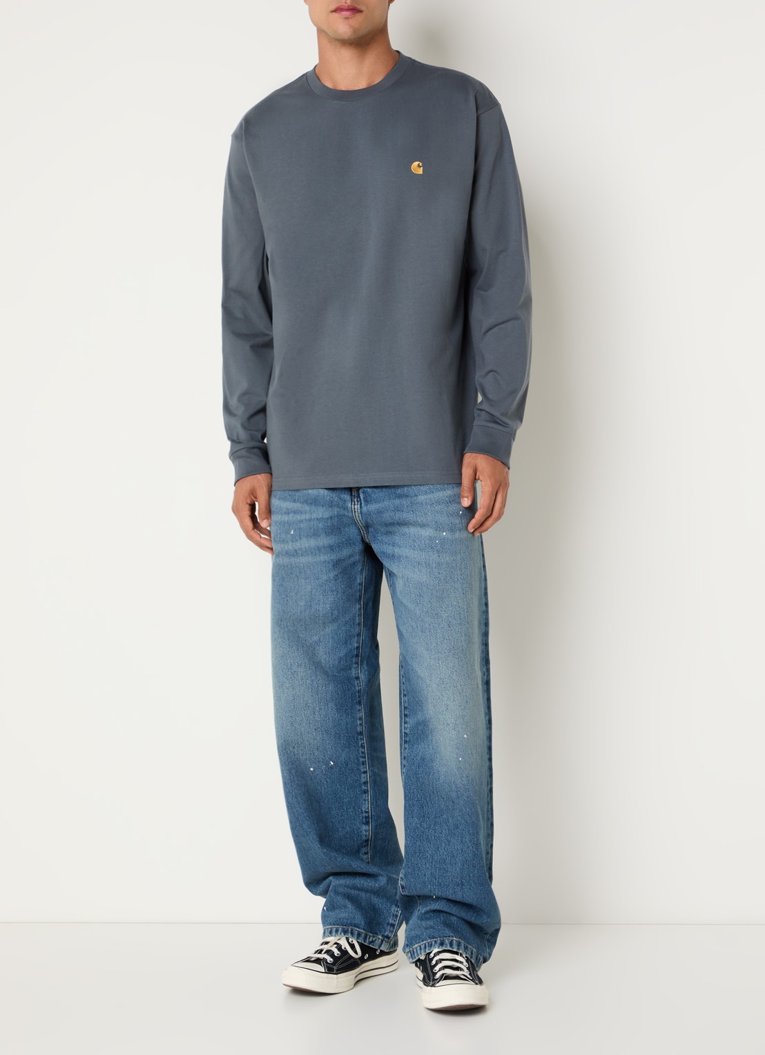 Carhartt WIP Landon Pant wide leg jeans met medium wassing  - voorkant 4 indigo