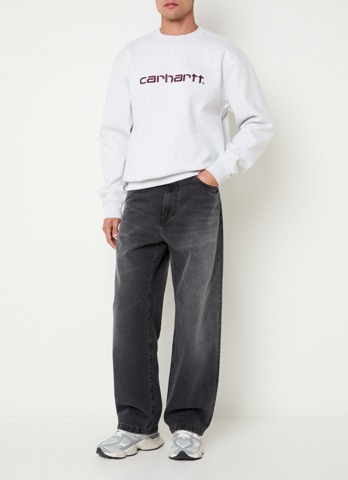 Carhartt WIP Landon wide leg jeans met gekleurde wassing - voorkant 2 zwart