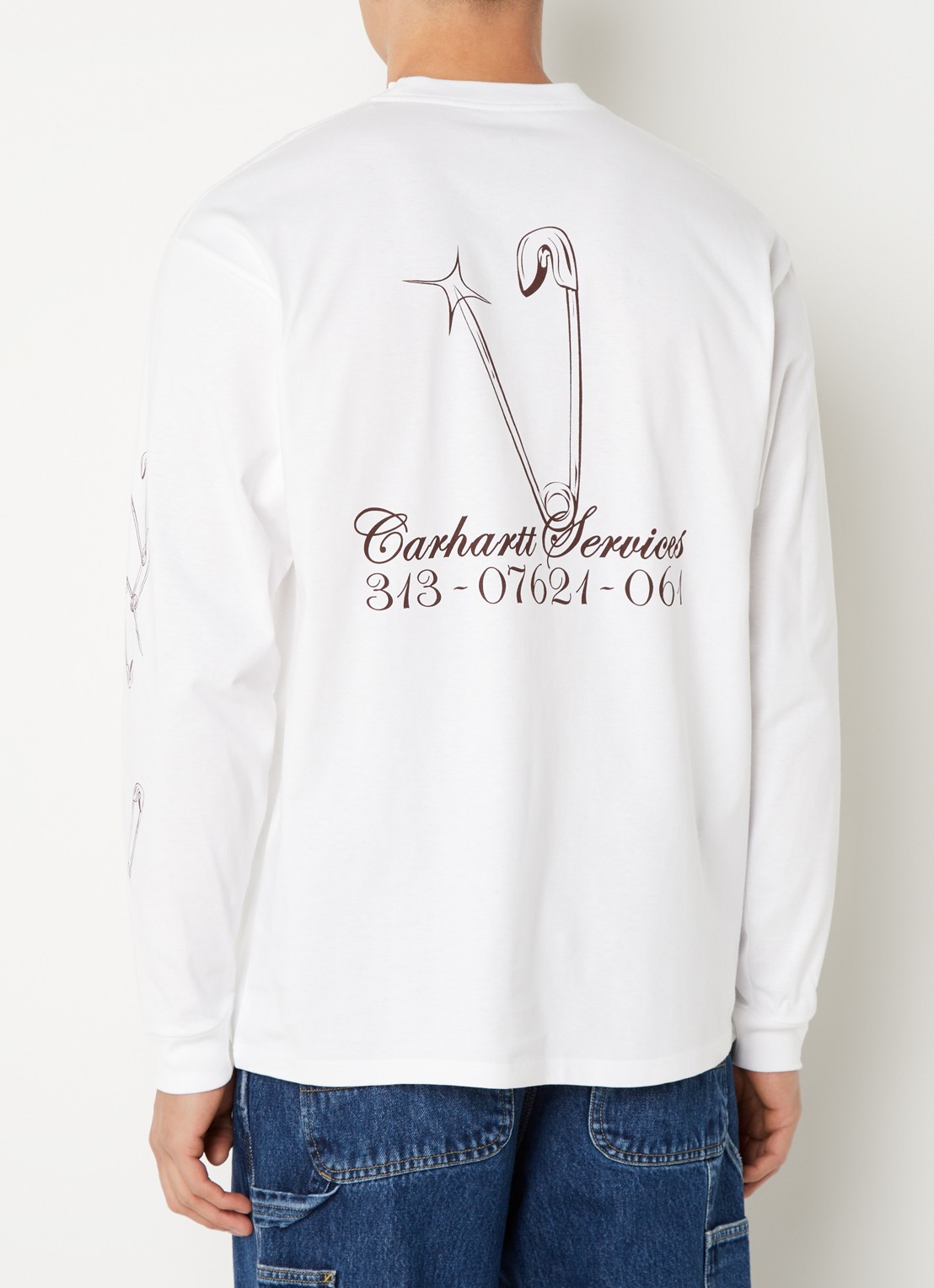 Carhartt WIP Longsleeve met logo- en backprint - detail 3 wit