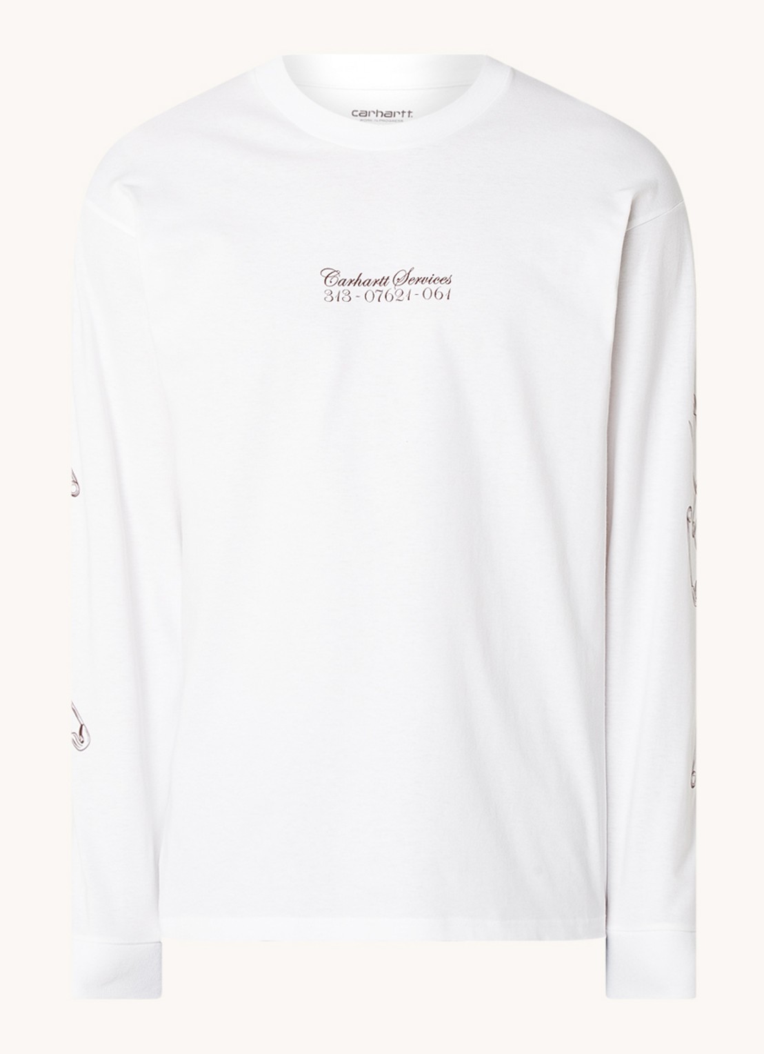 Carhartt WIP Longsleeve met logo- en backprint - voorkant wit