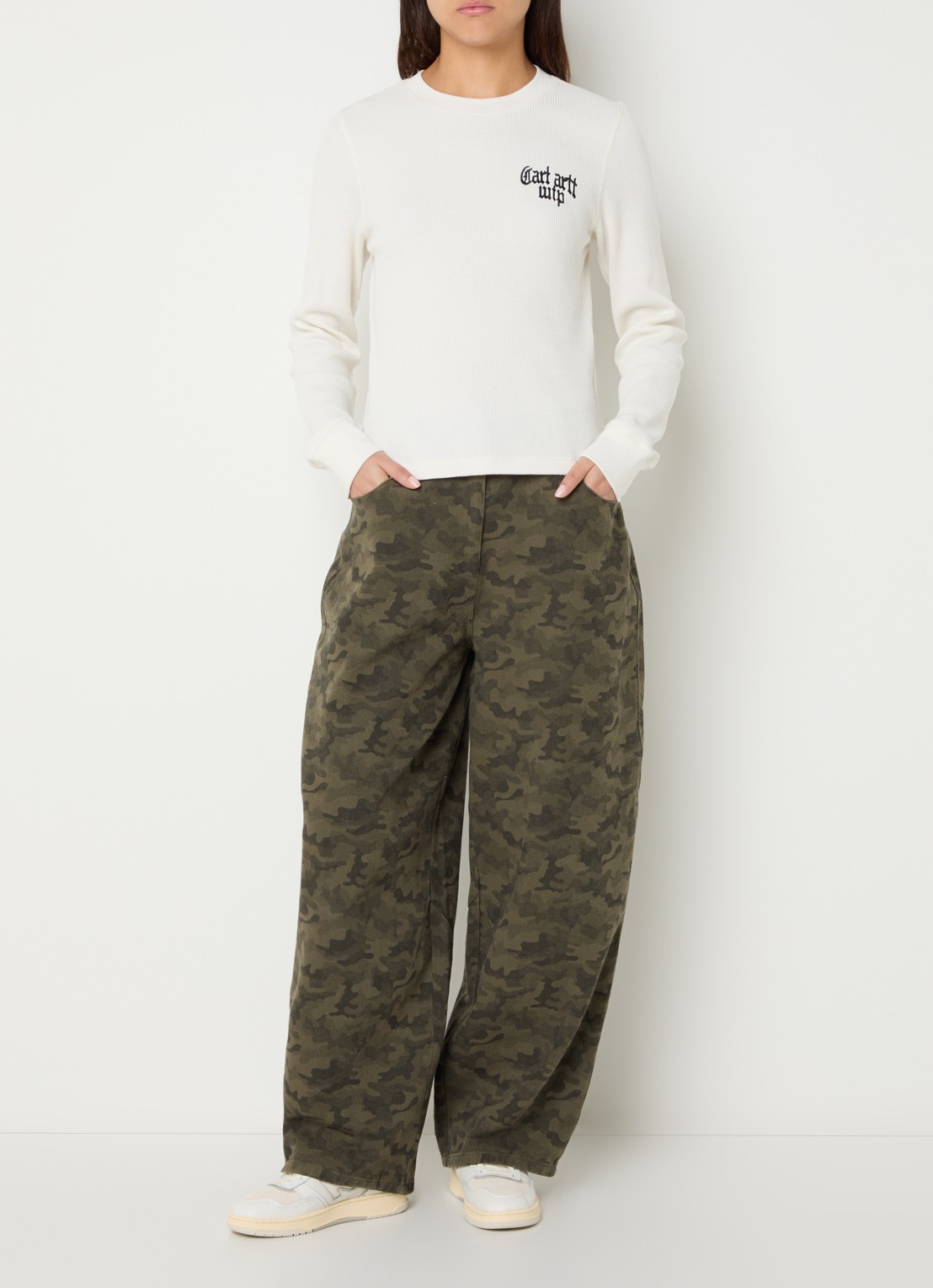 Carhartt WIP Longsleeve met logoprint - voorkant 4 wit