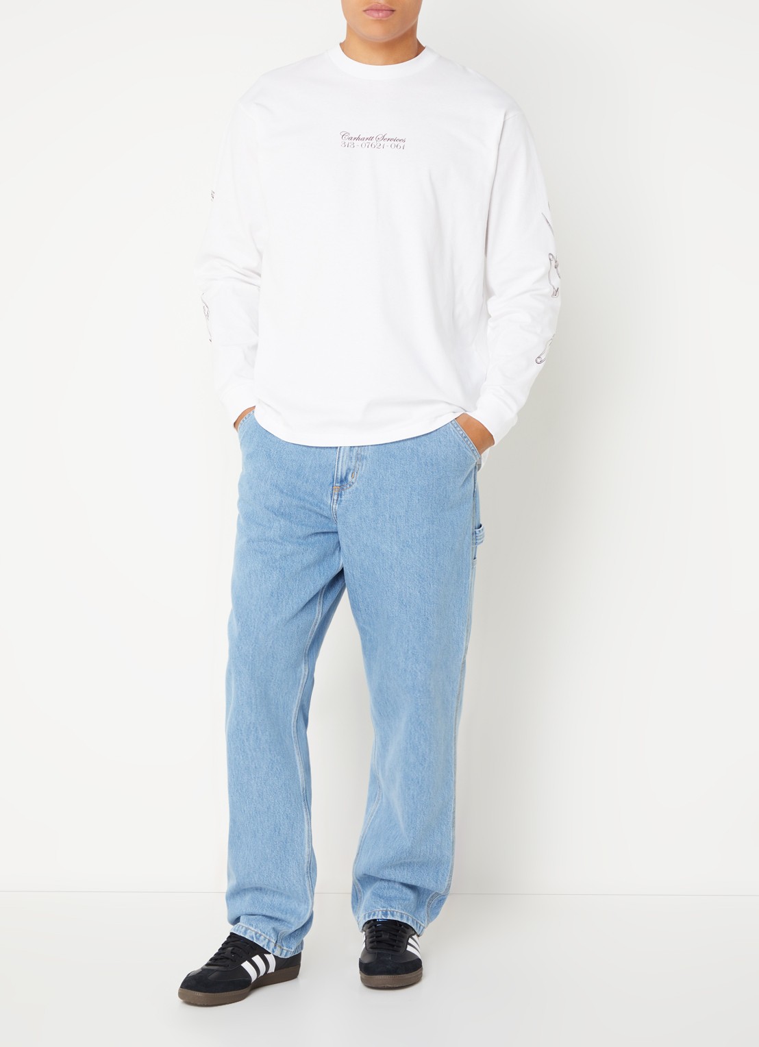 Carhartt WIP Loose fit jeans met lichte wassing - voorkant 5 indigo