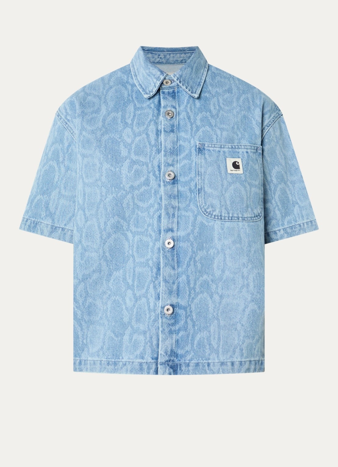 Carhartt WIP Lovilia blouse van denim met print - voorkant blauwgrijs