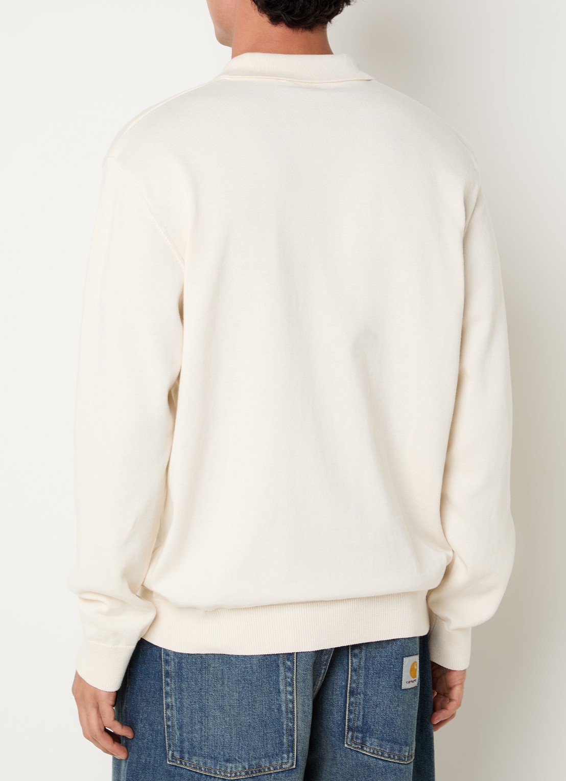 Carhartt WIP Madison fijngebreide polo met logoborduring - achterkant 2 creme