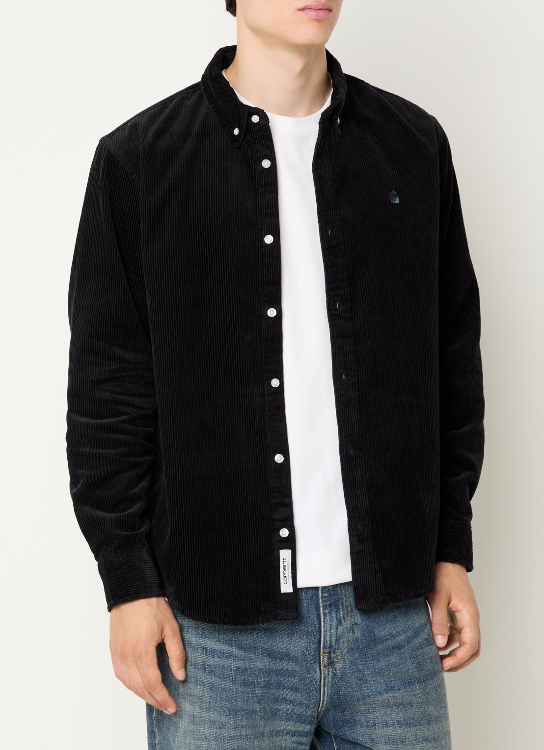 Carhartt WIP Madison overshirt van corduroy - detail antraciet