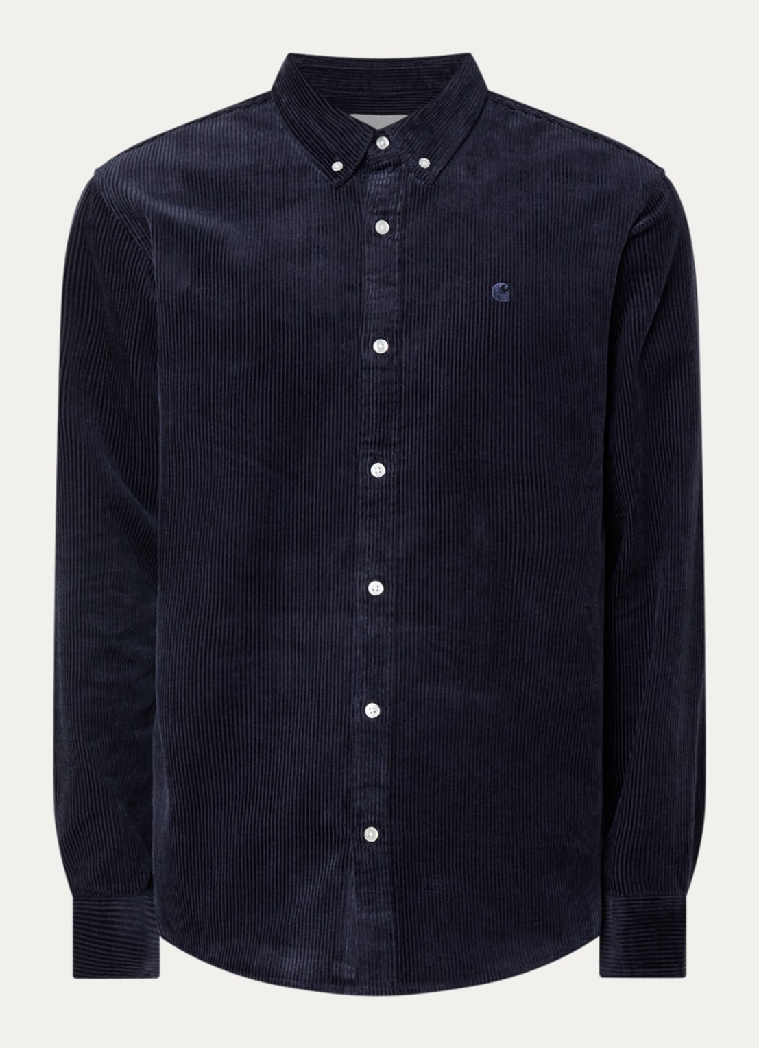 Carhartt WIP Madison overshirt van corduroy - voorkant donkerblauw