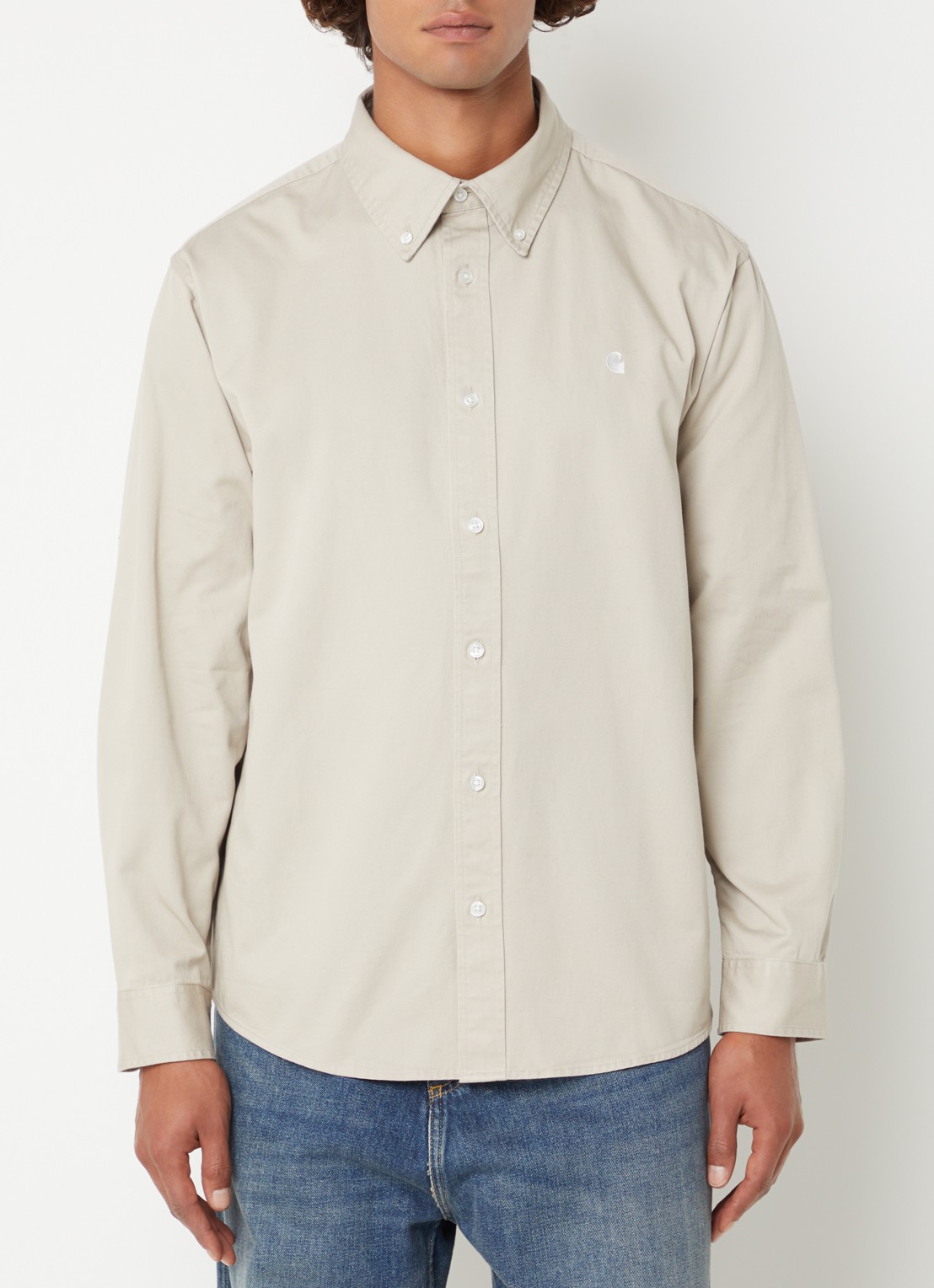 Carhartt WIP Madison regular fit overhemd  - detail beige