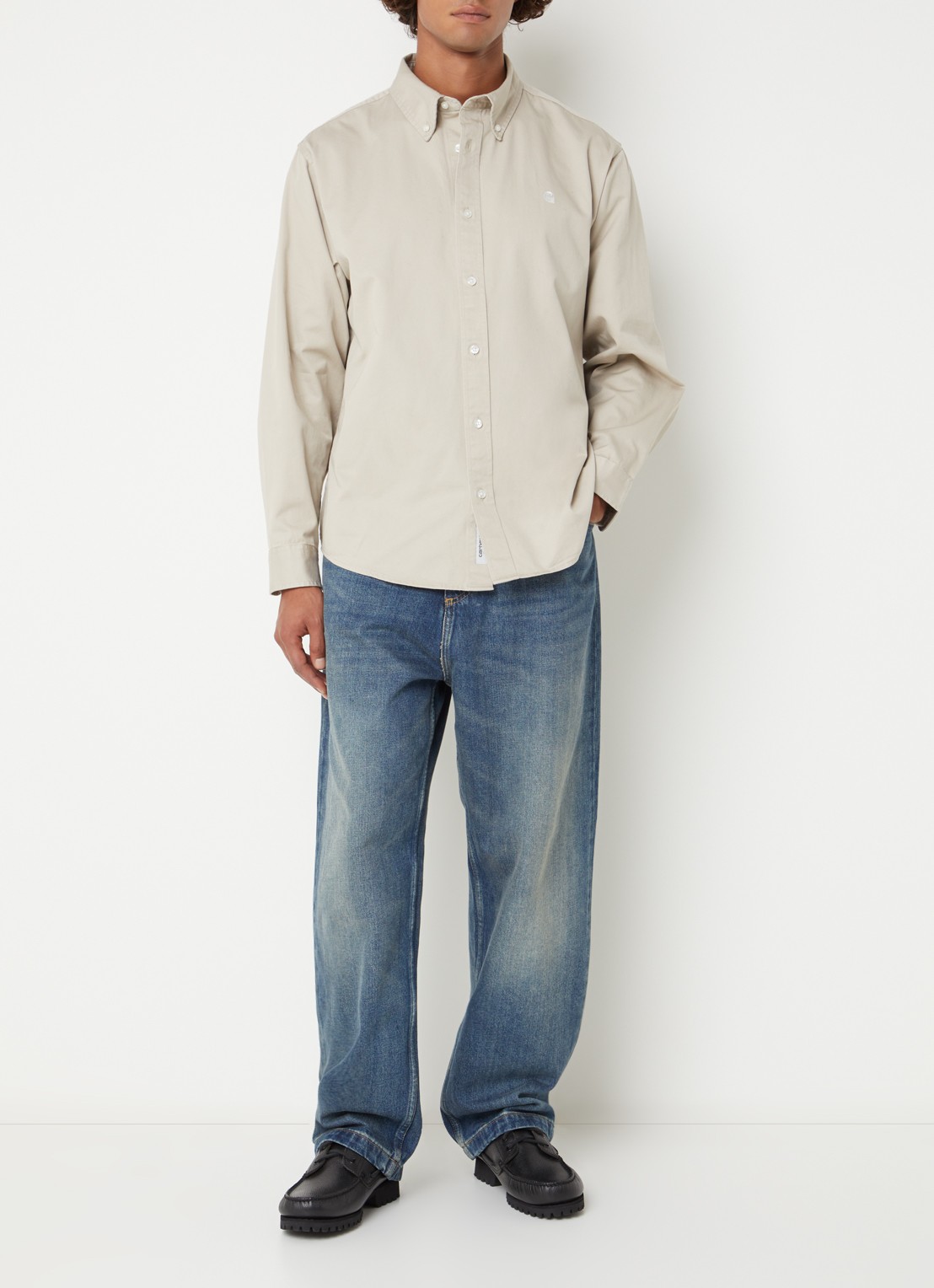Carhartt WIP Madison regular fit overhemd  - voorkant 3 beige