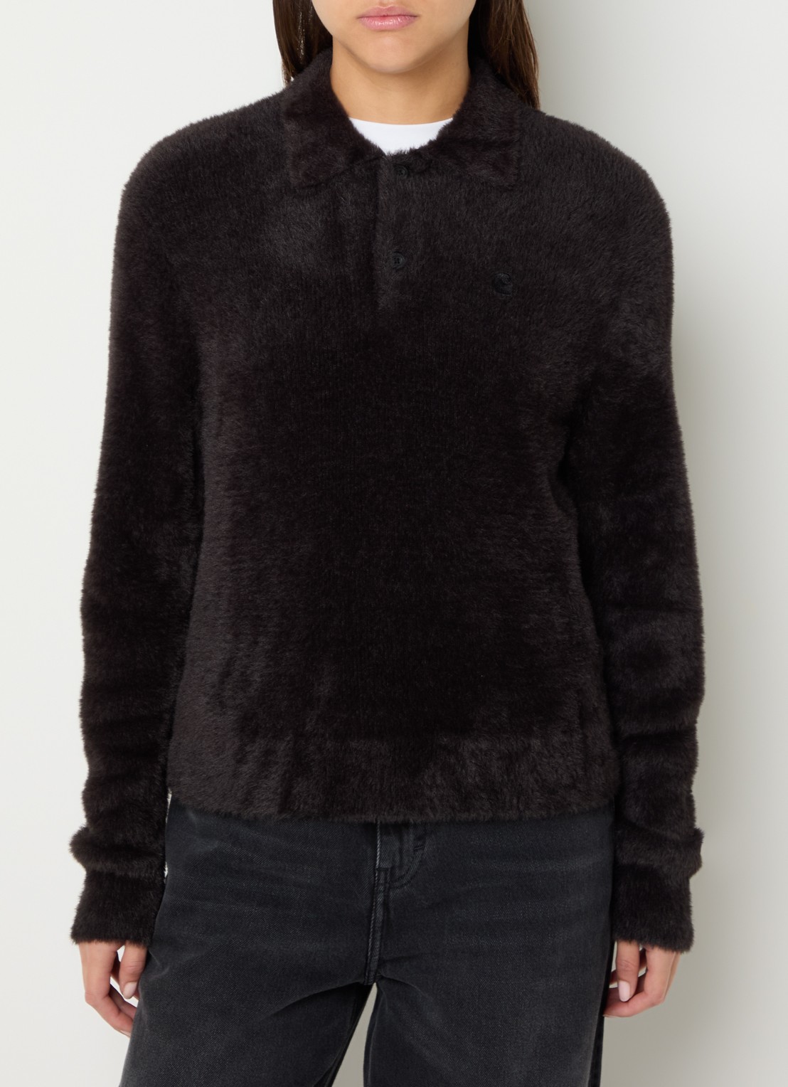 Carhartt WIP Maine regular fit polo met kraag - detail zwart