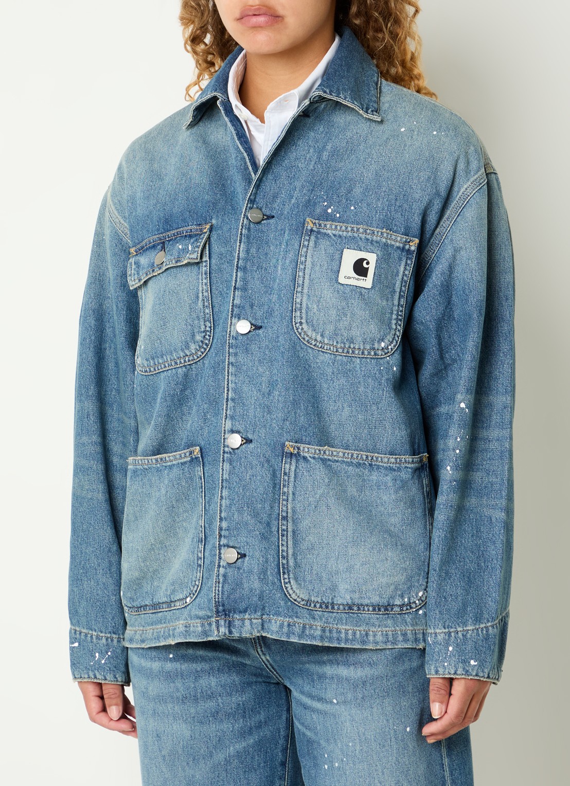 Carhartt WIP Michigan spijkerjas met logo - detail 2 indigo