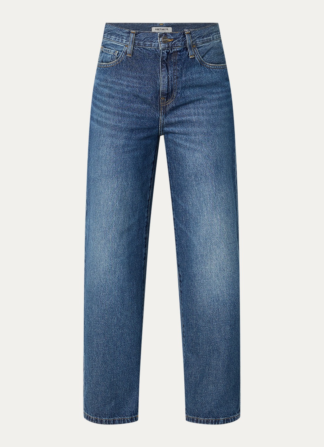 Carhartt WIP Mid waist tapered fit jeans met medium wassing - voorkant 2 indigo