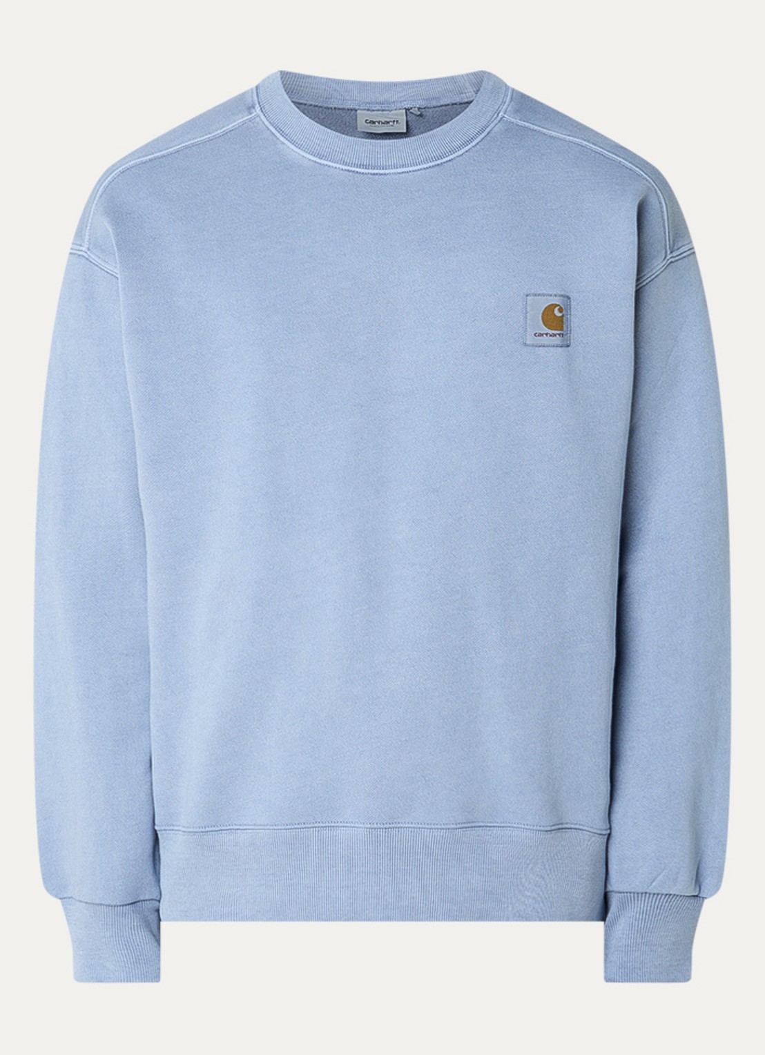 Carhartt WIP Nelson sweater met logo - voorkant 2 blauwgrijs