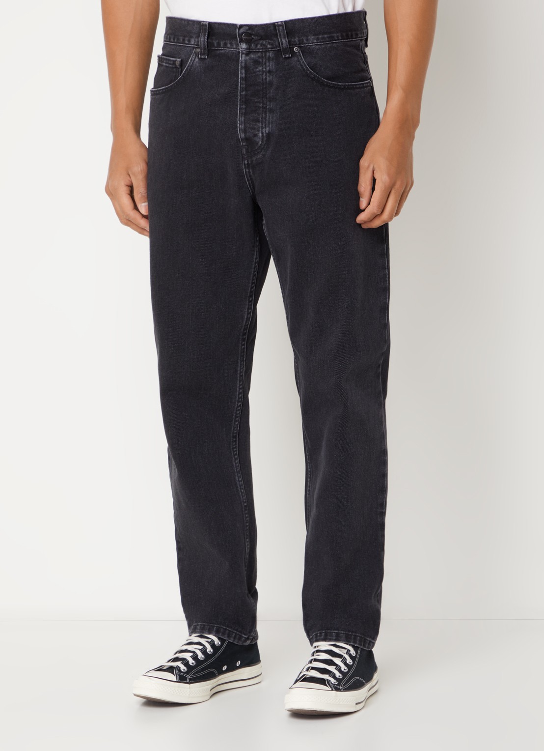 Carhartt WIP Newel tapered jeans met steekzakken  - detail 3 zwart