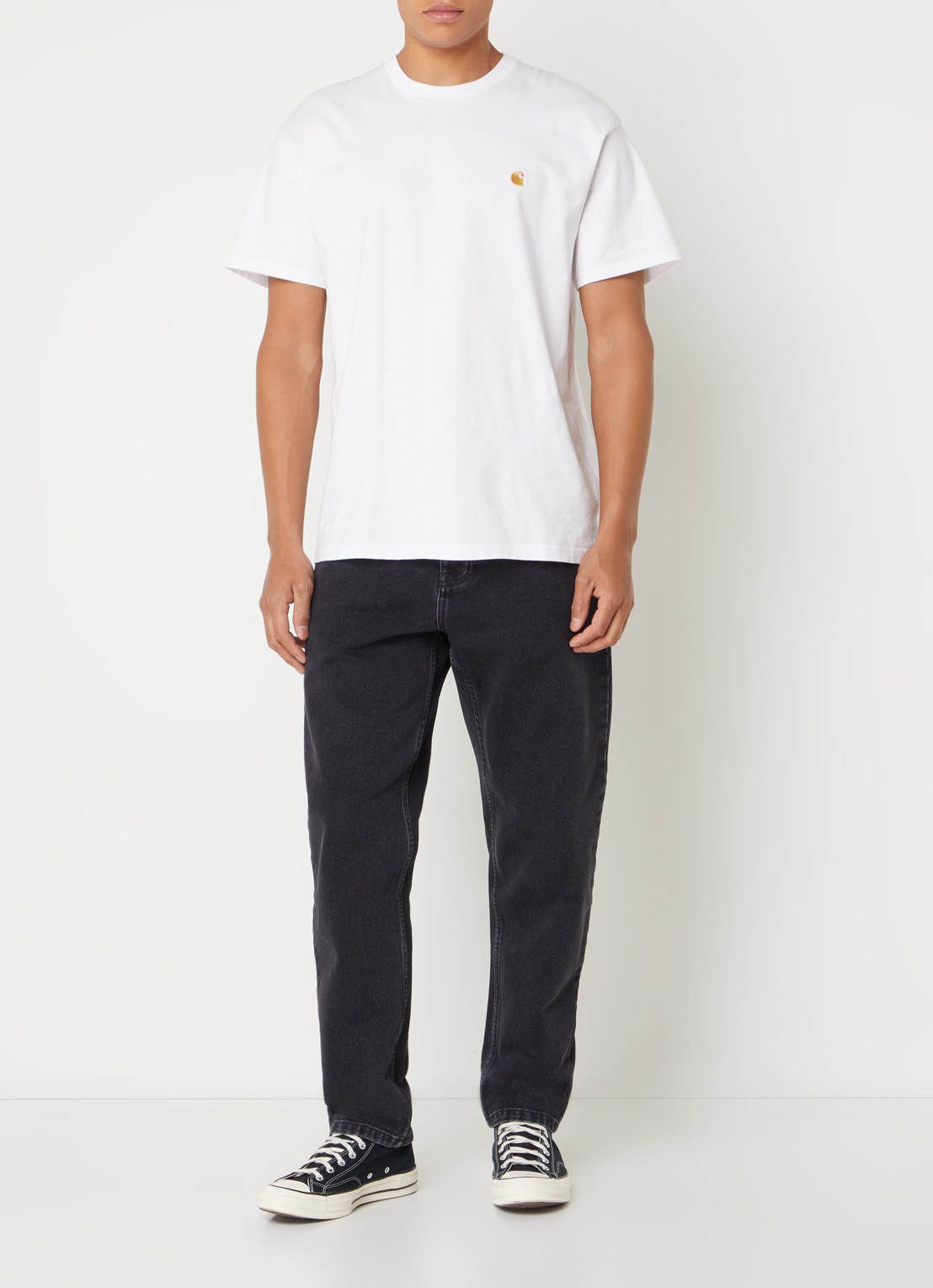 Carhartt WIP Newel tapered jeans met steekzakken  - voorkant 2 zwart